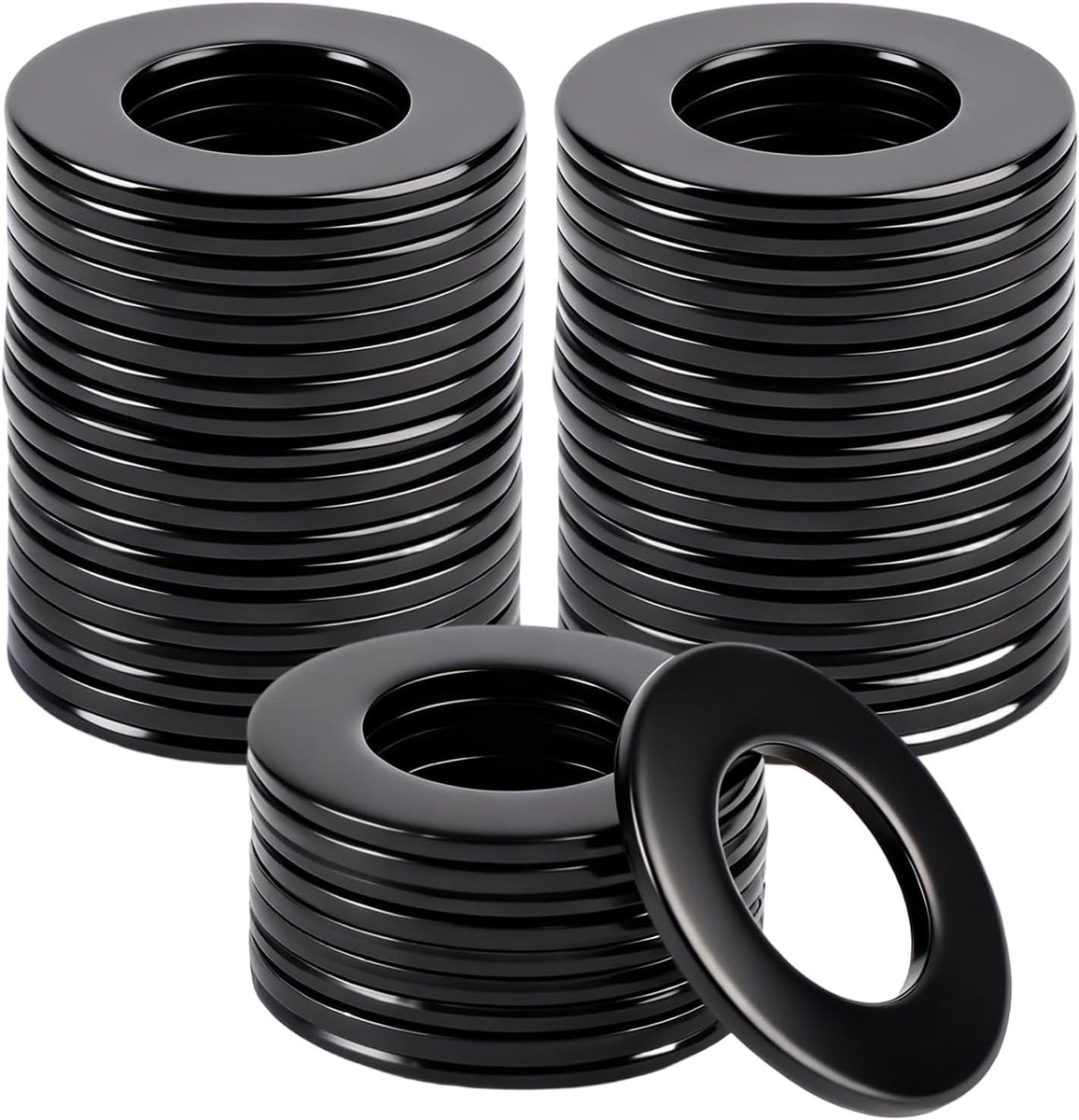 SnelShoppen - 100Pcs M8 x 16mm Platte Ringen, Roestvrij Staal Zwarte Carrosserieringen, Platte Afstandschijven, Sluitringen Plat voor Huisschroeven, M