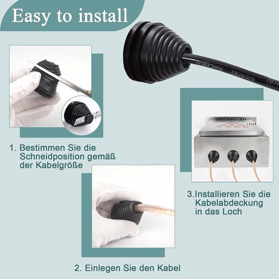 50 Stuks Zwarte Torenvormige Rubber Grommets 20mm voor Draadbescherming, Brandwerende Gatenplug en Loodgietwerk — afbeelding 4