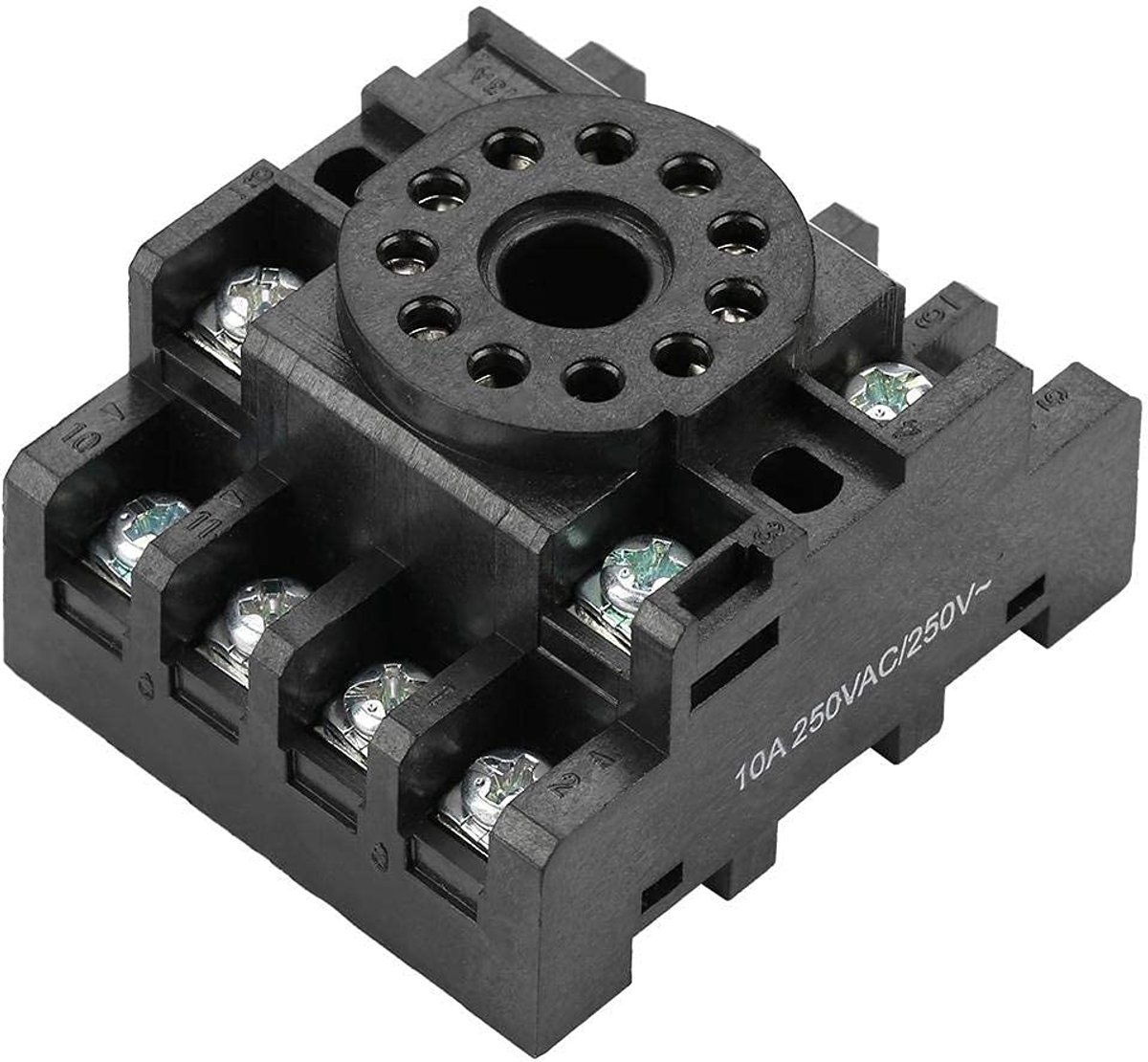 SnelShoppen - 11-Pool Power Relay Pedestal Houder met Schroef Terminals DIN Rail Montage voor Tijdrelais JQX-10F JTX-2C - Hoogwaardige 8-Pin Basis