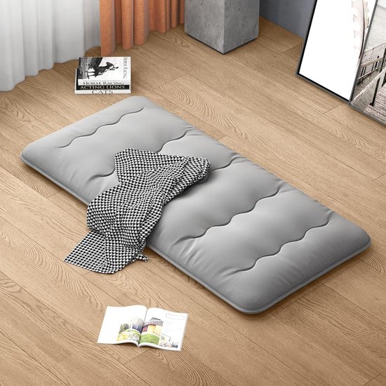 Japanse Futon Matras - Vloermatras Opvouwbaar - Comfortabel Slapen - Wasbare Hoes - 90 x 200 cm - Grijs — afbeelding 2