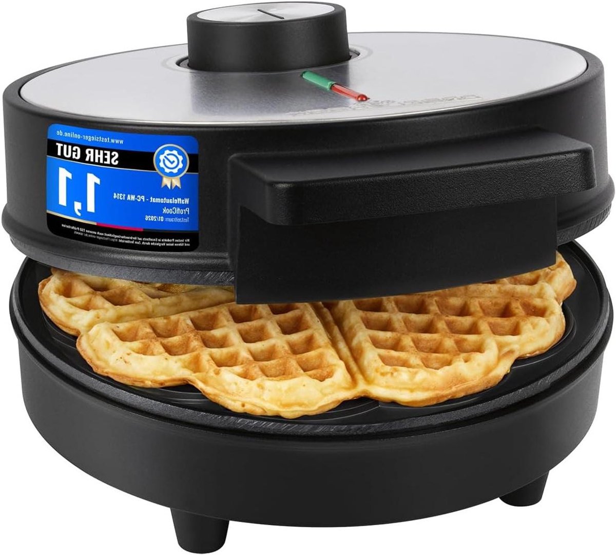 Wafelijzer Hartvorm - Hartjes Wafelmaker - Lekkere Wafels Maken - Traploos Instelbare Bruining - Ø 20 cm - Roestvrij Staal