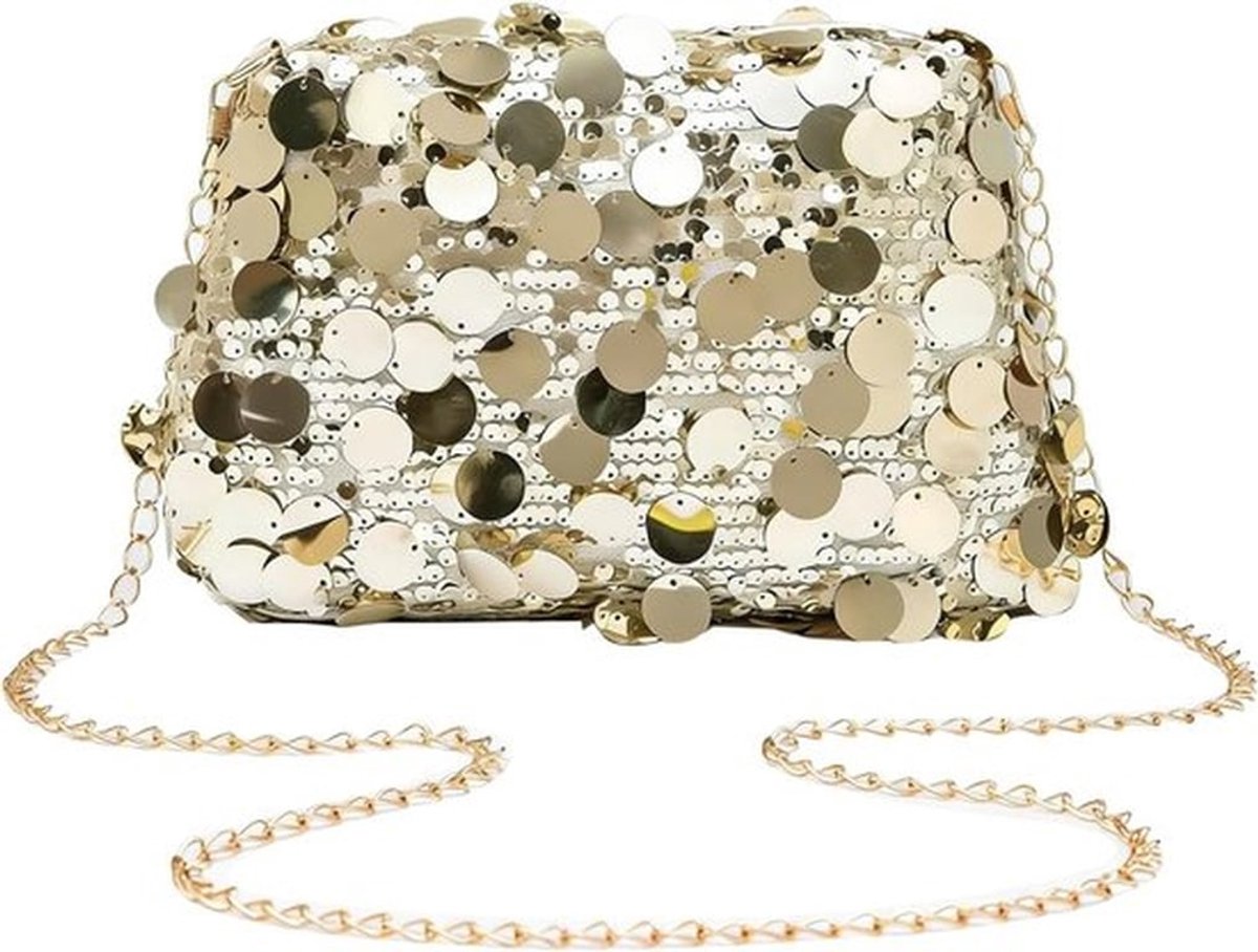 Glinsterende Crossbody Tas voor Dames, Verstelbare Schoudertas voor Feest, Prom en Bruiloft met Pailletten en Bling Effect