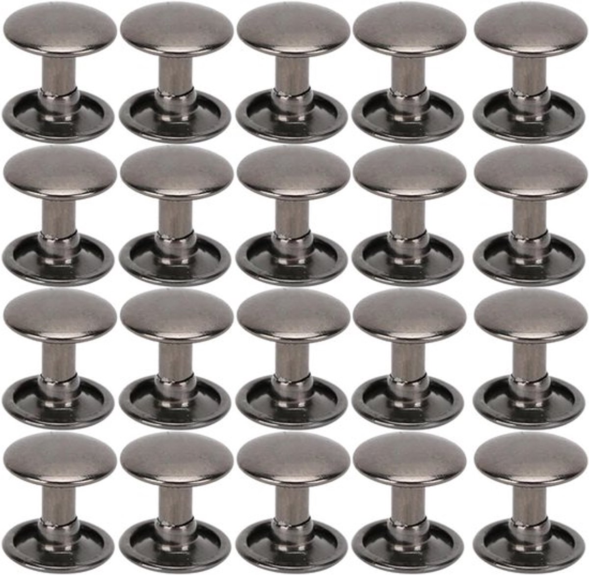 200 Sets Dubbele Klinknagels voor Leer, Ronde Studs en Metalen Knopen voor Schoenen, Tassen en Kleding - 10x10mm (Zwart)
