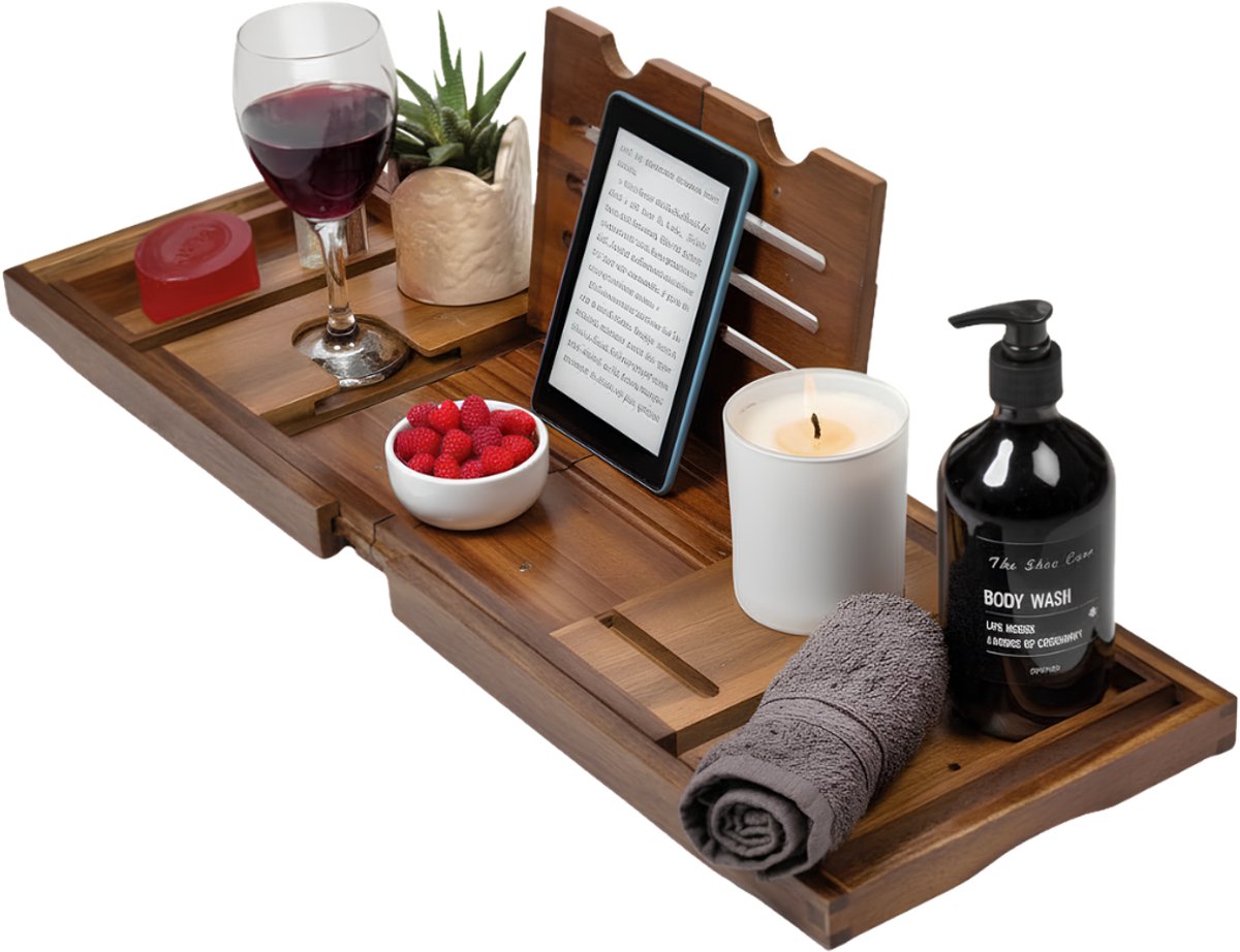 Lìon® Bamboe Badplank - Opvouwbaar Badrek - Badplank voor in Bad - Bruin - 23cm x 34cm x 7cm