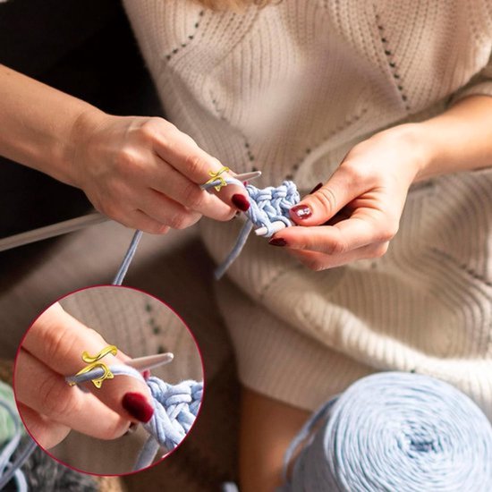 8 Stuks Verstelbare Haakringen voor Haken - DIY Kattenoren, Breien en Haakaccessoires voor Vrouwen en Meisjes — afbeelding 5
