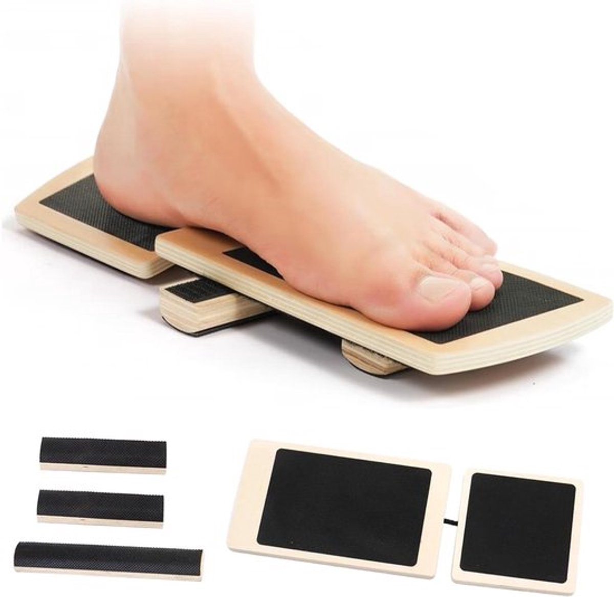 Houten Balansbord voor Voettraining, Evenwichtstrainer en Wobbelbord voor Verbetering van Houding en Enkelversterking
