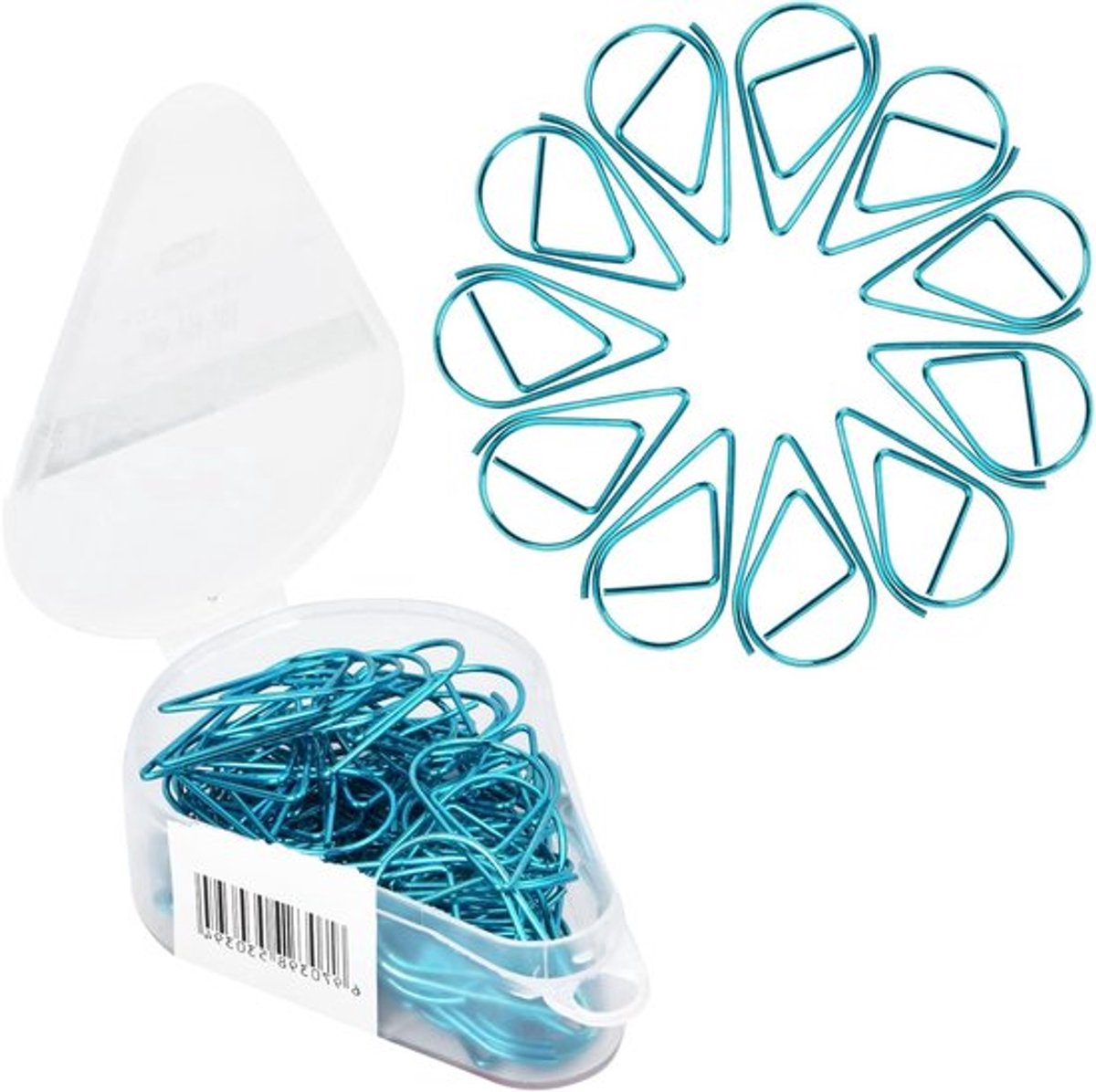 Duurzame Waterdruppelvormige Paperclips, 50 Stuks, Geschikt voor Foto's, Boeken en Memo's, 1.5 x 2.5 cm, Blauw