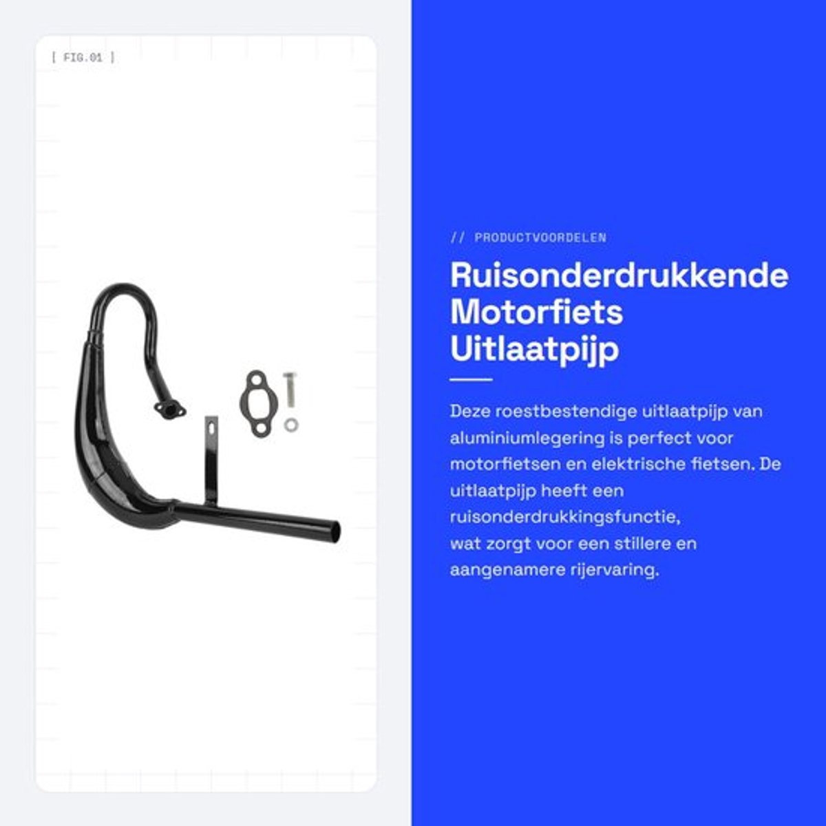 Ruisonderdrukkende Motorfiets Uitlaatpijp 40mm