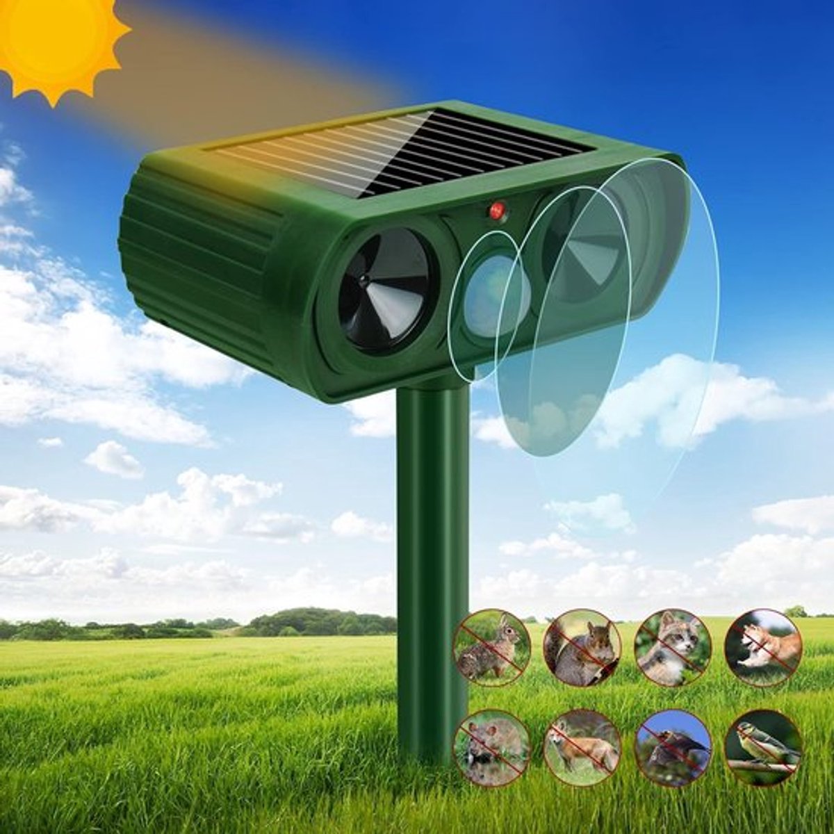 Ultrasone Solar Kat Afschrikker - Waterdichte Dierenbeschermer voor Katten, Honden en Vogels in Tuin en Boerderij