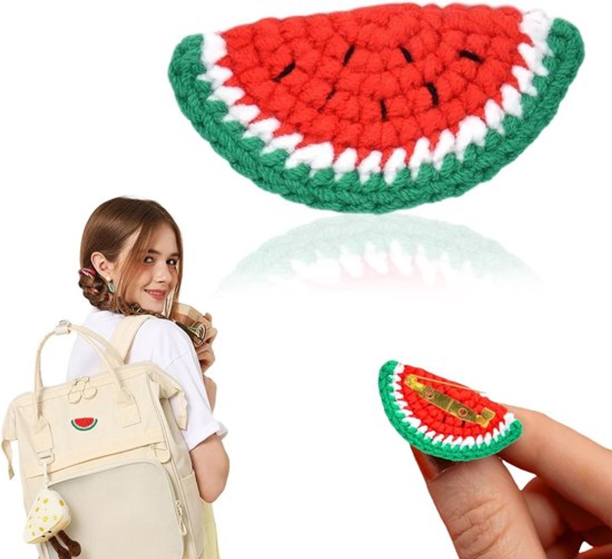 Watermeloen pin voor accessoires, breiwerk en als leuke fruitdecoratie voor leraren en liefhebbers