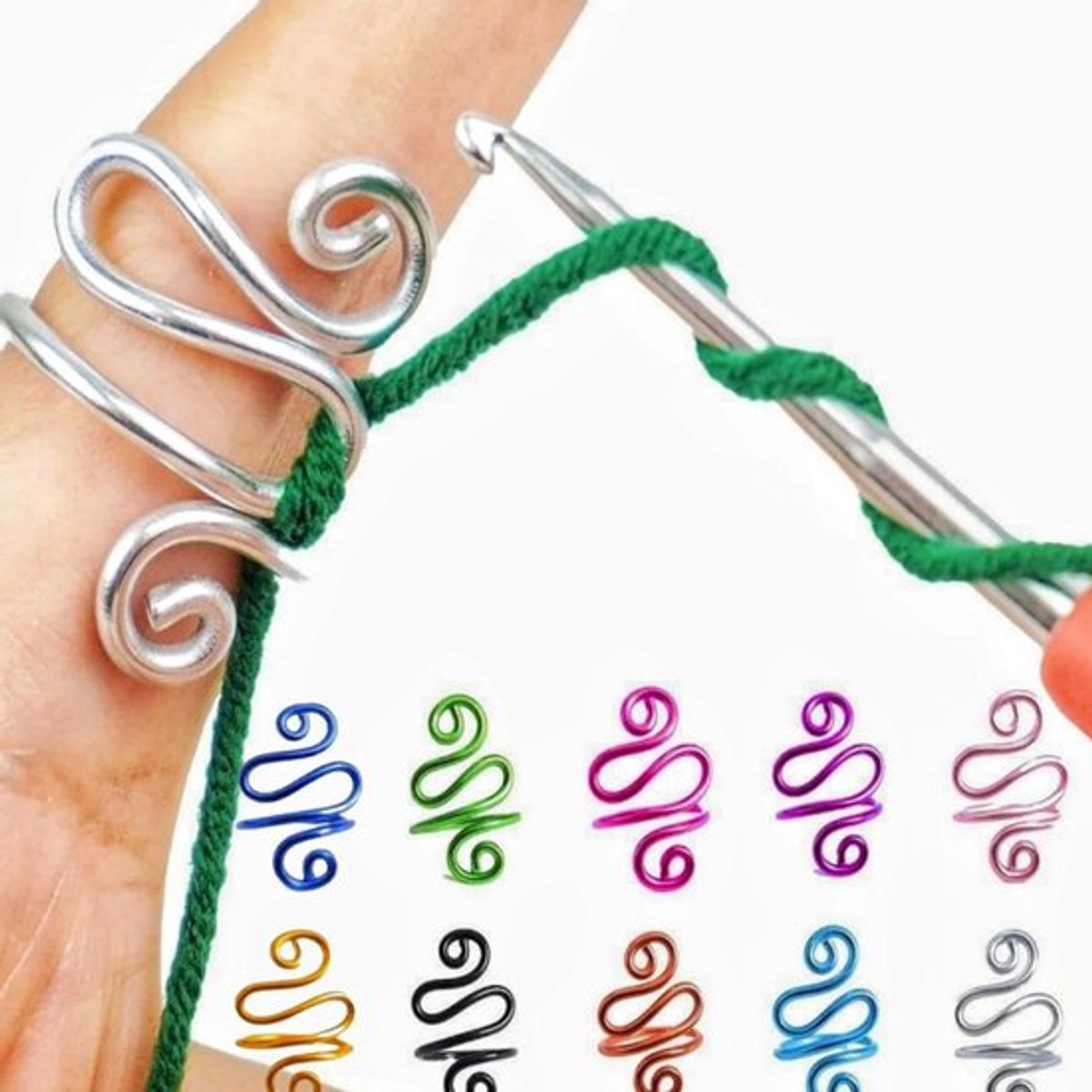 Set van 10 Haaknaald Spanning Ringen - Verstelbare Garengeleider voor Dekens, Slippers en Wanten (Multikleur)
