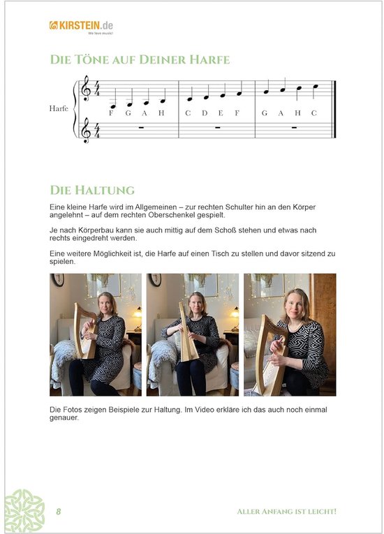 Harpcursus voor beginners - Harp lesboek - Harp leren spelen - Met downloadvideo's - 106 g - Niet gespecificeerd — afbeelding 3