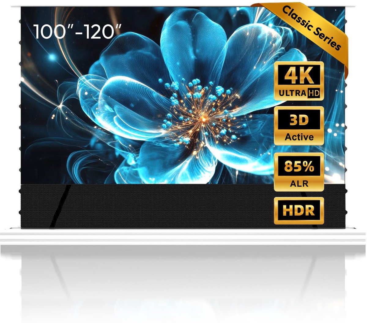 SnelShoppen - 100 inch Vloerstaand Uittrekbaar Beamerdoek, Elektrisch, ALR CLR, 4K UHD Laser TV-Scherm voor Thuisbioscoop, Draagbaar Scherm voor Ultra
