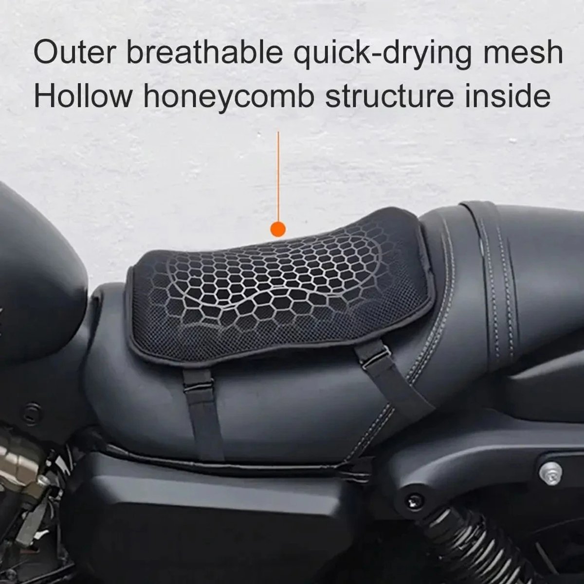 Drukverlagende Anti-Slip Zadelhoes voor Motorfiets – Universeel Gel Zitkussen met Honingraatontwerp voor Comfort en Ondersteuning