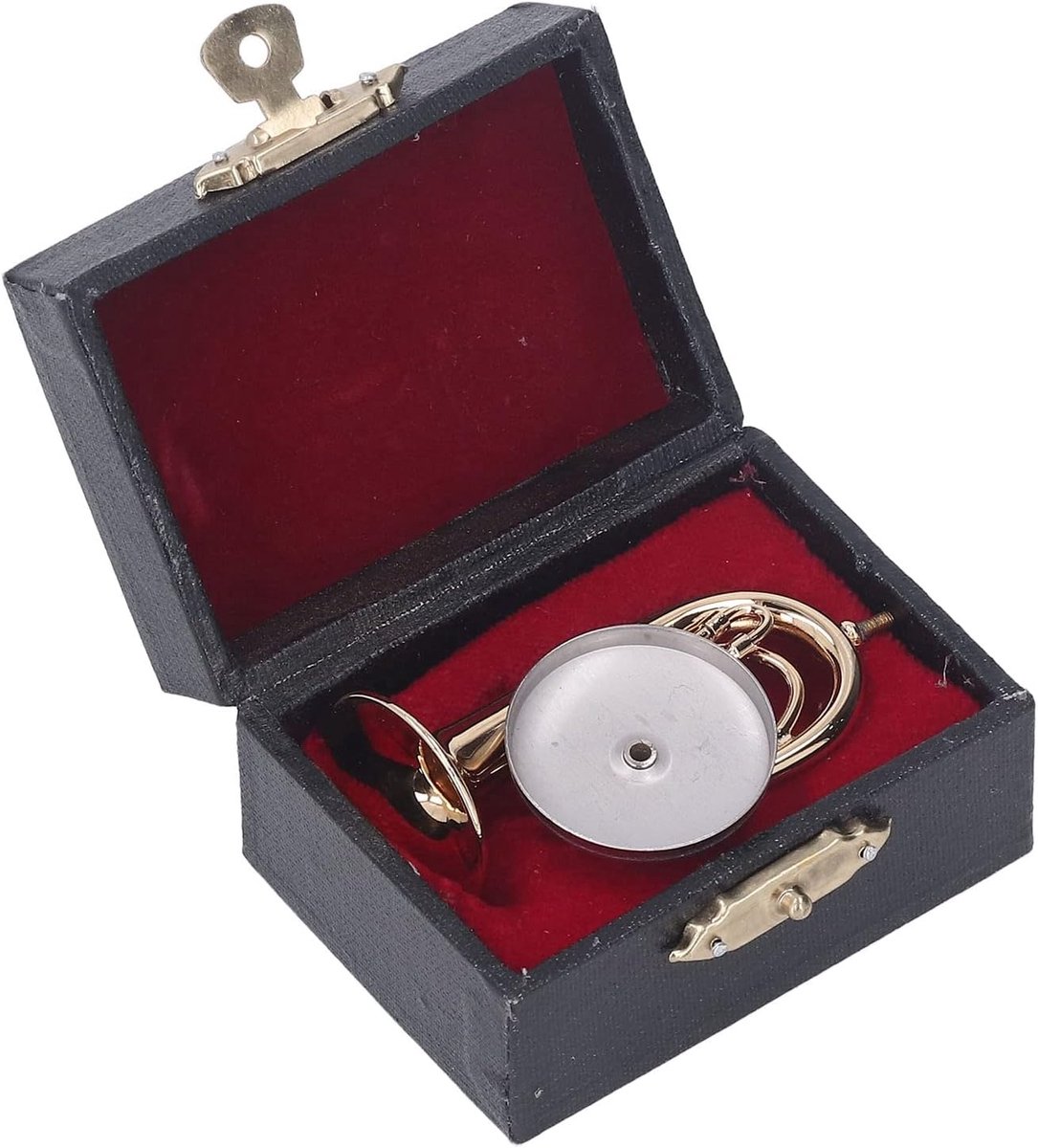 SnelShoppen - Miniatuur Tuba Model Messing Goud Geplateerd Euphonium Miniatuur Muziekinstrument Met Basis Voor Cadeaus, Poppenhuisaccessoires, Bureau