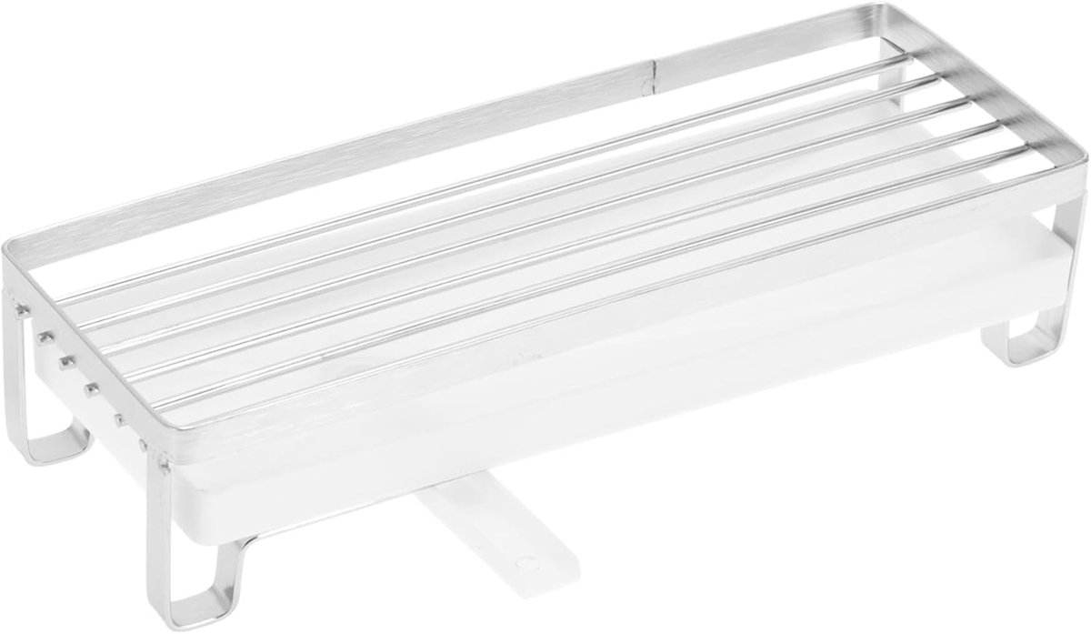 SnelShoppen - Sink Organizer Keuken Organizer met Zelf Leeglopende Spons Houder, RVS Handdoek Houder voor Keuken Badkamer, Zilver