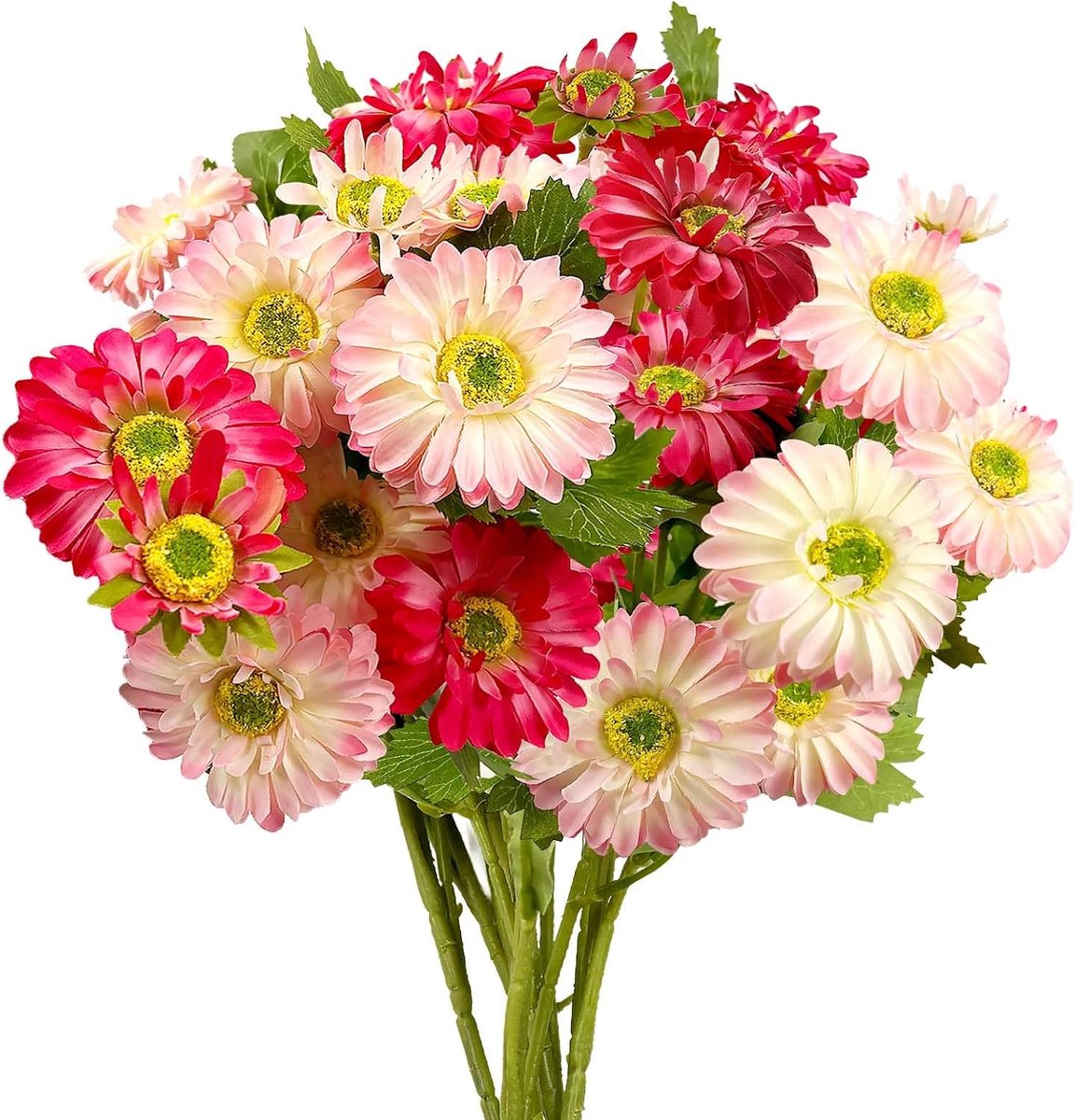 SnelShoppen - 6 Stuks Kunstmatige Margrieten in Twee Kleuren - Perfect voor Feestdecoratie, Tuin, en Huis - Duurzaam en Onderhoudsvriendelijk