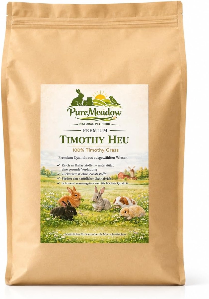 SnelShoppen - Premium Timothy Hooi voor Konijnen, Cavia's, Chinchilla's, Hamsters en Kleine Dieren, 3 kg, Natuurlijke Voeding, Ondersteunt Spijsverter