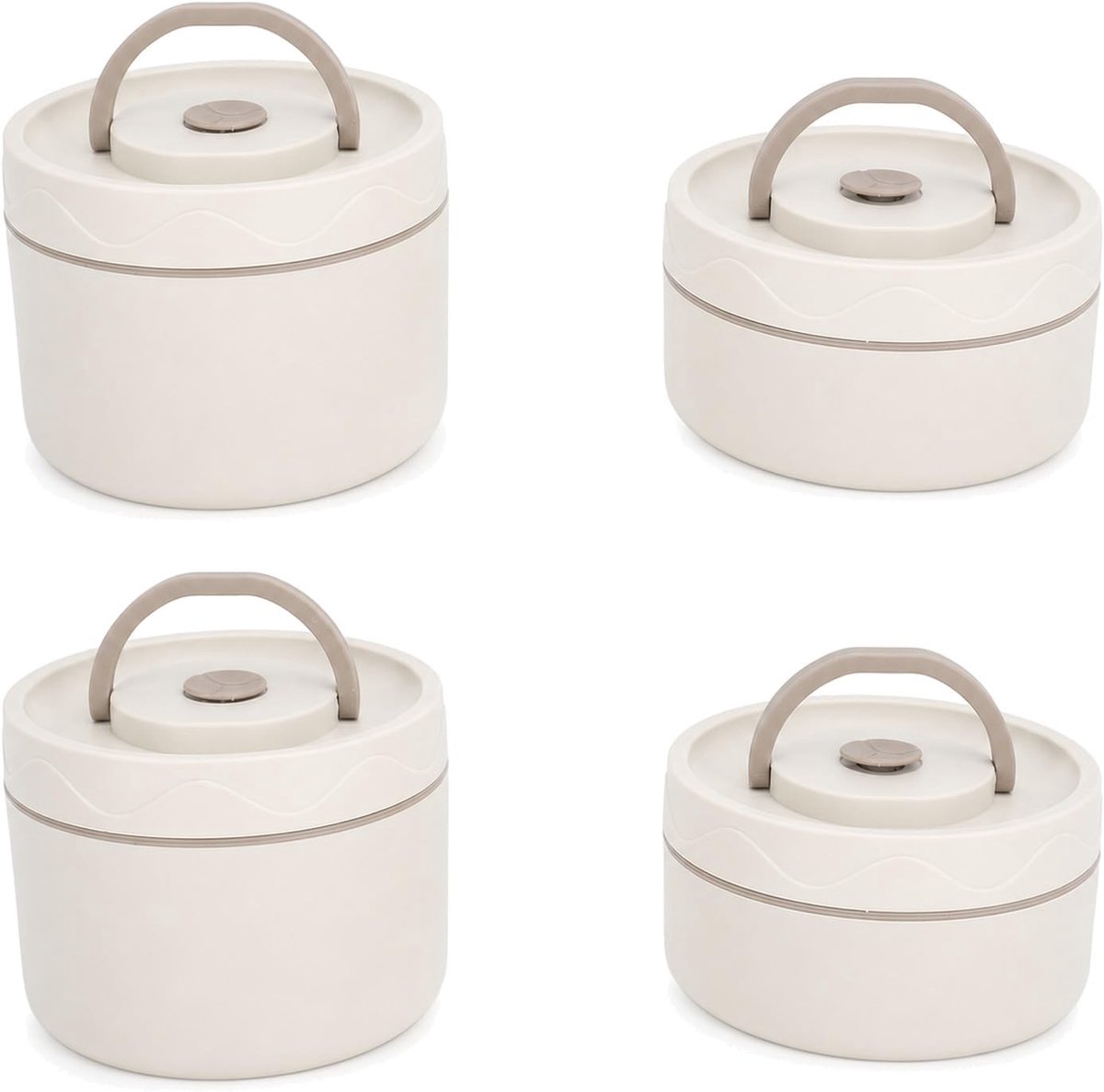 SnelShoppen - Geïsoleerde Voedselcontainer, RVS Lunchbox, Lekvrije Ronde Thermos Bento Box met Deksel, Thermotas voor School en Reizen (4 Stuks)