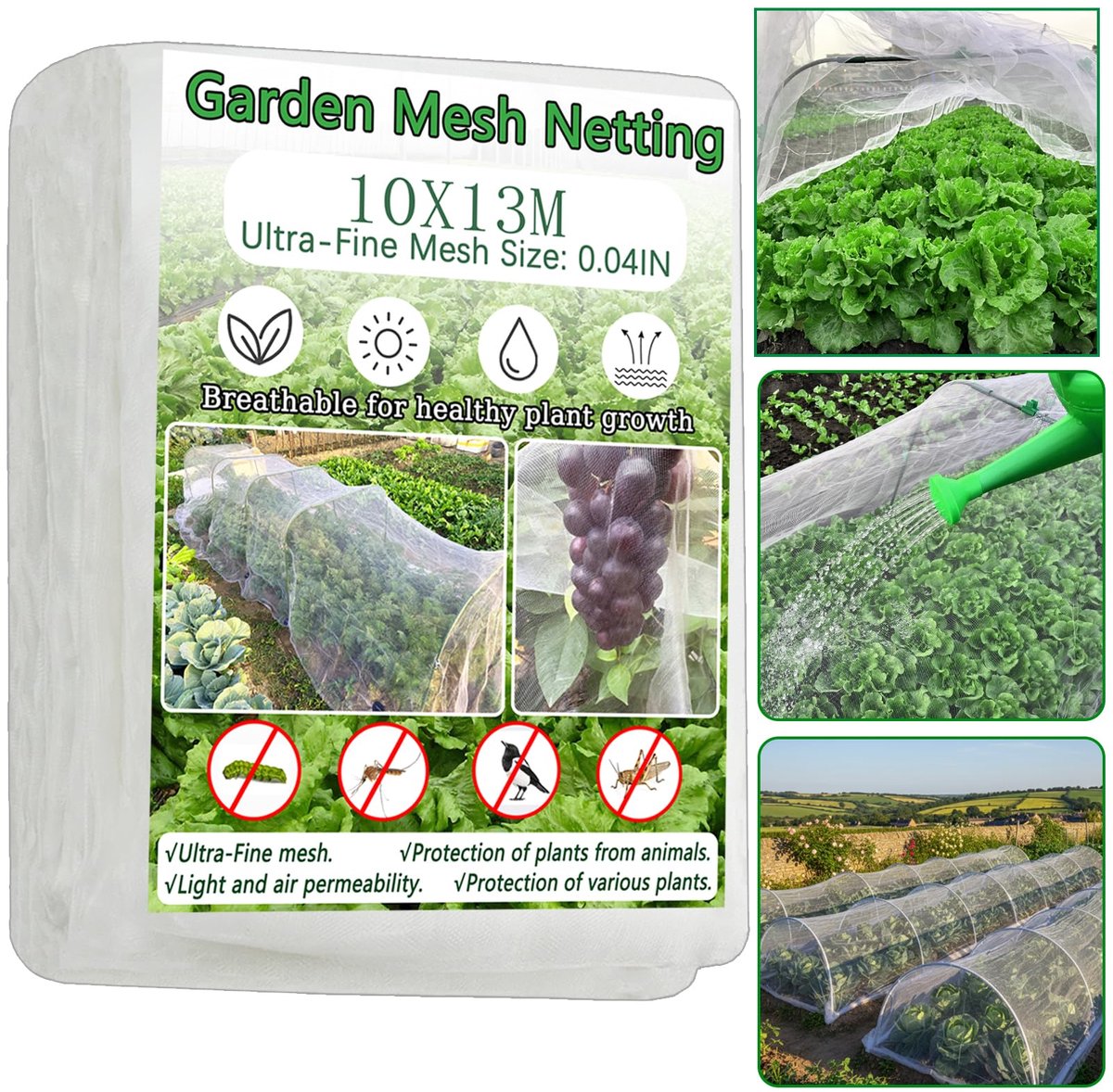 SnelShoppen - Tuinnet 3x13 Meter - Sterk en Duurzaam Tuin Scherm - Bescherming tegen Ongewenste Dieren - Ideaal voor Tuin, Camping en Feesten