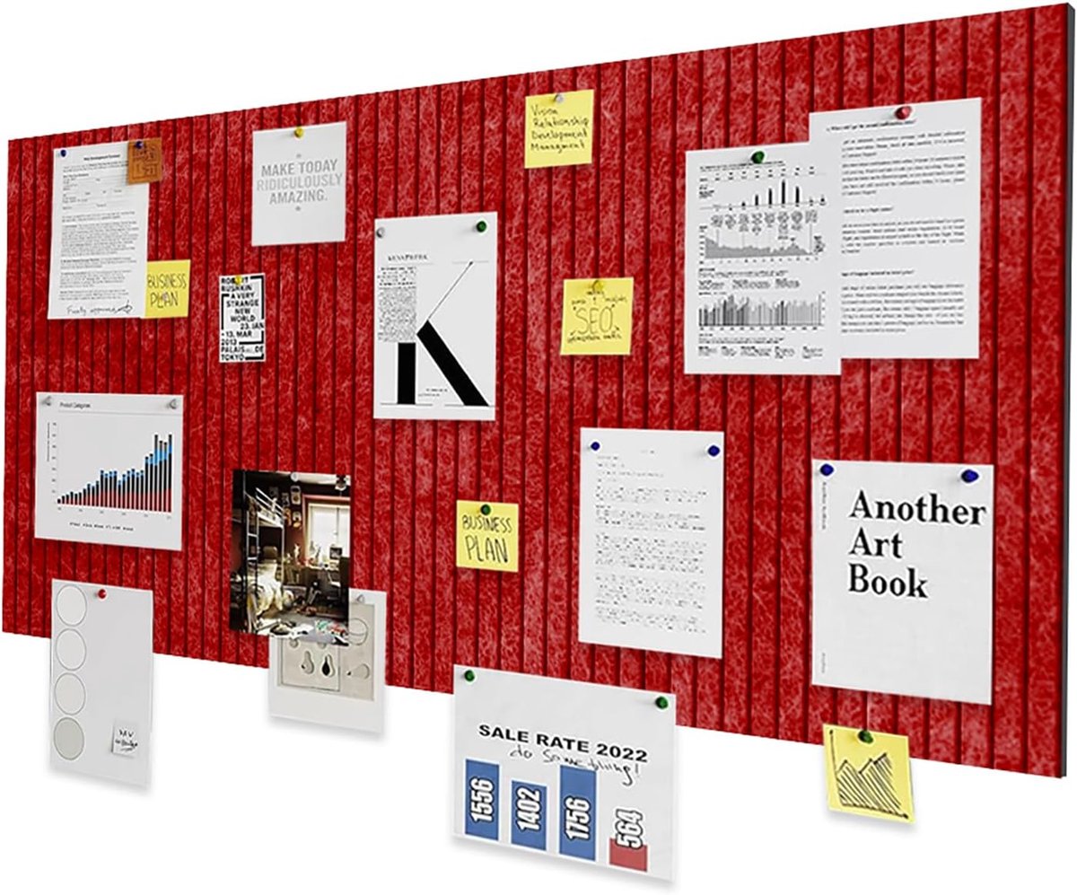 SnelShoppen - Grote Vilt Memo Bord 60 x 40 cm - Zelfklevend Fotobord - Decoratieve Wanddecoratie - Vision Board - Kerst Rood - 1 cm Dikte - Geschikt v