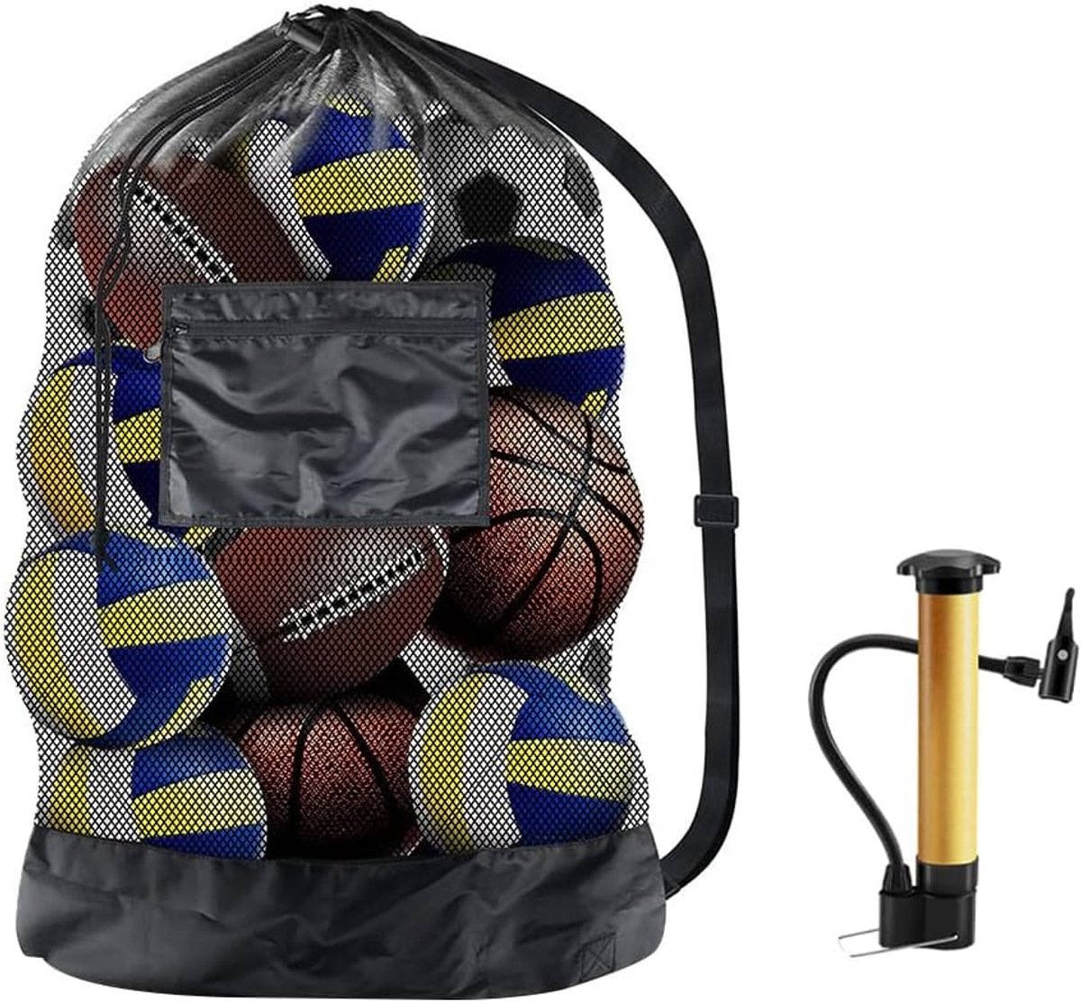 SnelShoppen - Grote Mesh Tas met Koordsluiting - Sporttas voor Ballen - Schouderband - Ruime Netzak voor Sportuitrusting, Reizen en Opslag - Ideaal vo