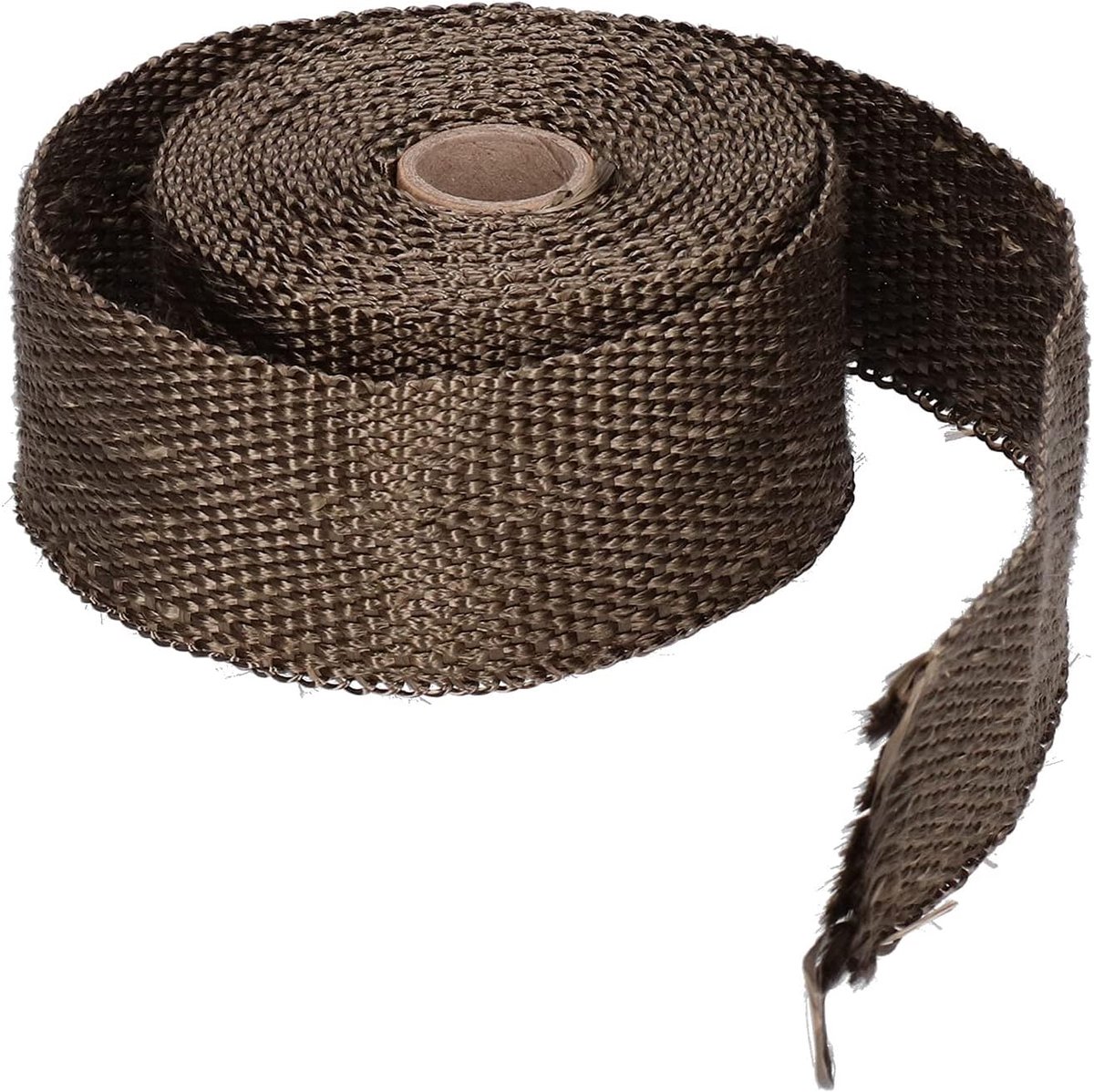 SnelShoppen - Uitlaatwarmtetape-wrap 2 inch x 16 ft, glasvezelisolatie-hittetape, hittebestendig tot 2500 °F, bruine kleur, voor auto en motorfiets
