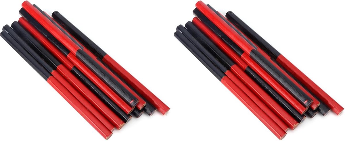 SnelShoppen - 20 Stuks Houtbewerkingspotloden, Rood Blauw, Hexagonaal, Dubbelkop, Sterke Kern, Handgereedschap voor Houtbewerking