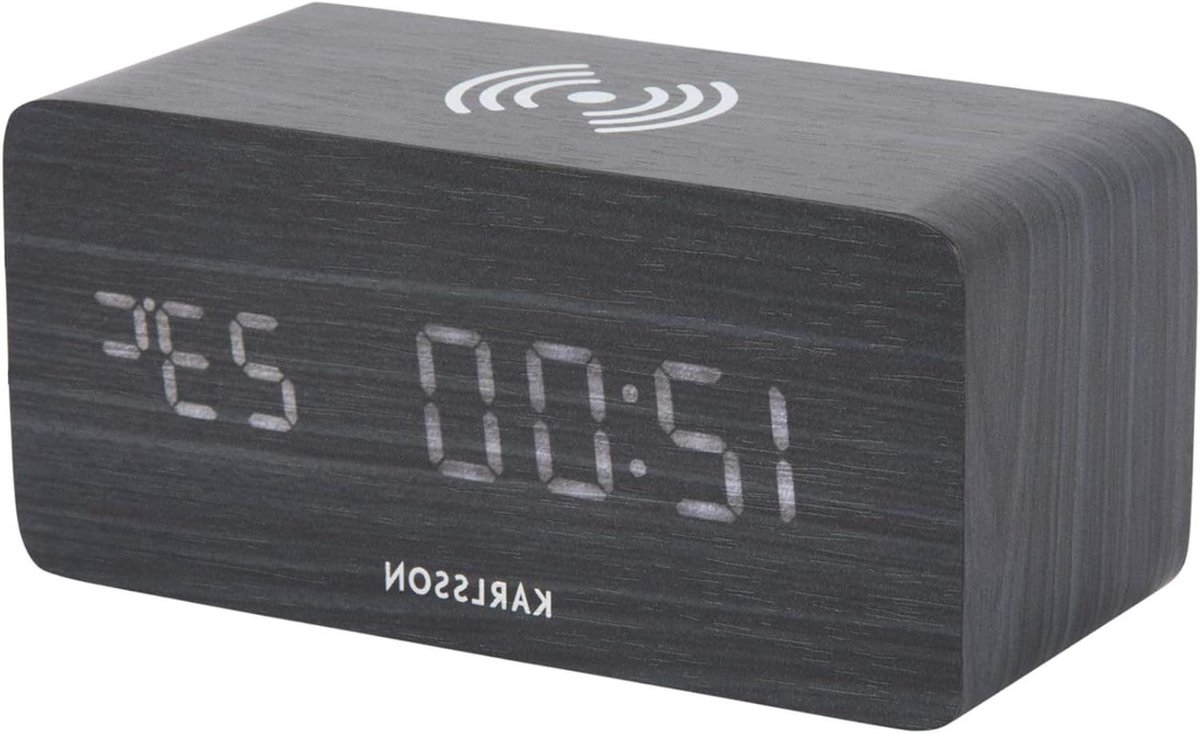 LED Alarmklok - Wekker met Oplader - Wakker Worden - Geïntegreerde Oplader - 40 x 40 x 5 cm - Houtkleur