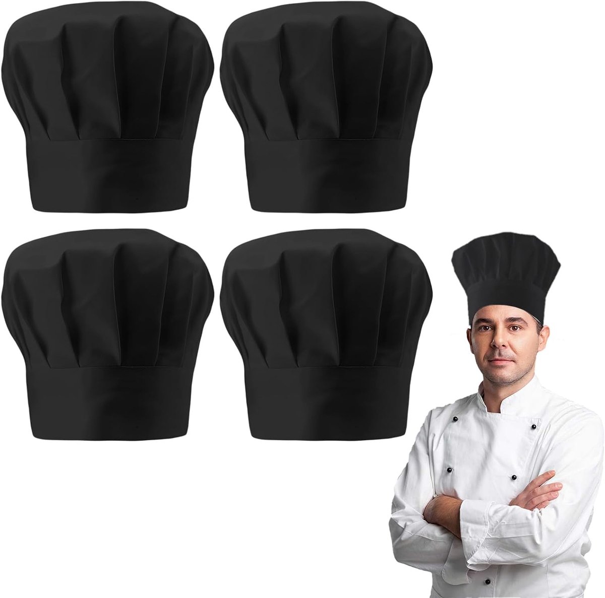 SnelShoppen - 4 Zwarte Keuken Doeken voor Vuil, Restaurant en Huishouden, Unisex, Zwart, 30 x 30 cm, Perfect voor Keuken en Feestjes