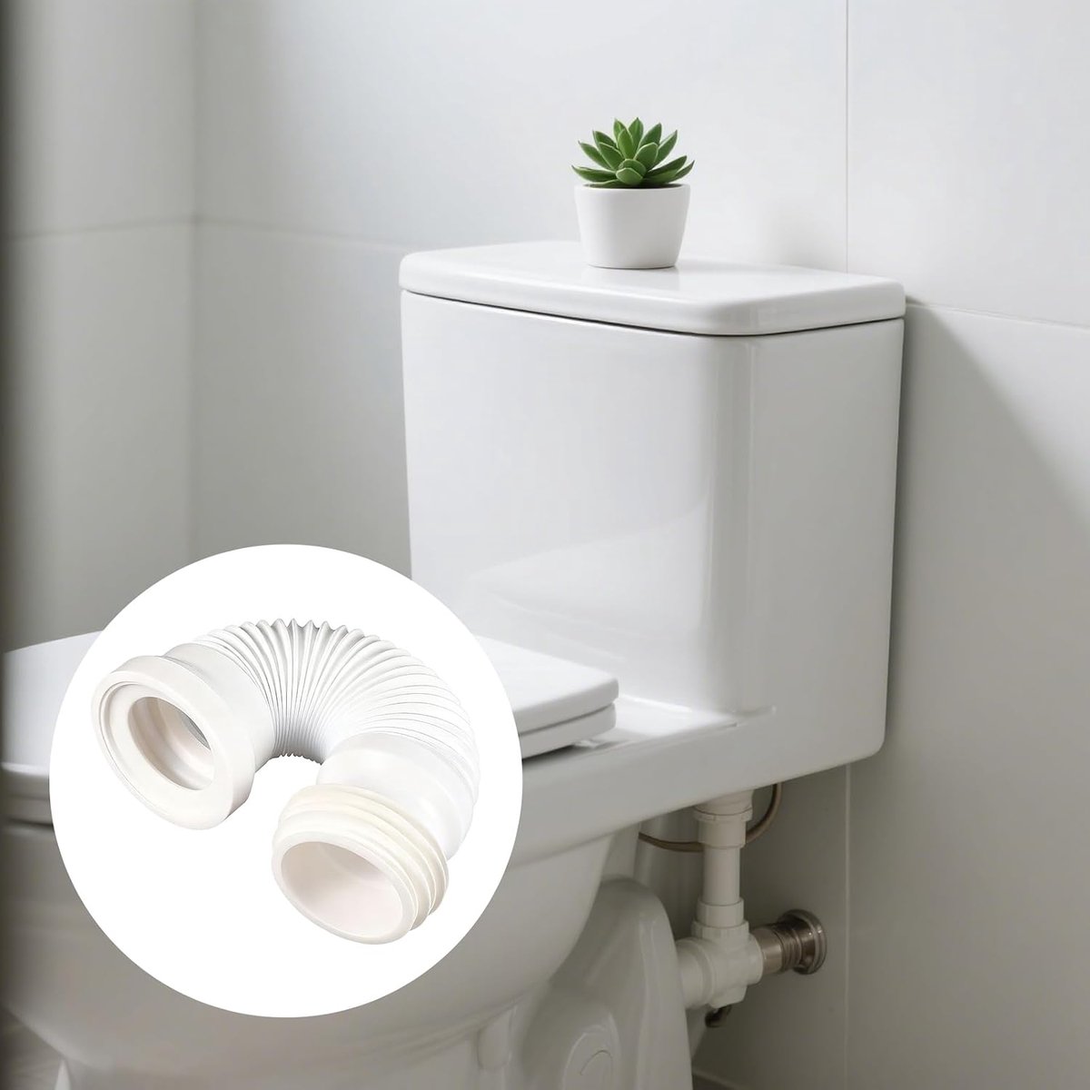 SnelShoppen - Toiletverbinding Pijp, Verstelbare Afvoerslang Connector 110mm-130mm, Wit, Geschikt voor Toilet, Afvoerbuis, Sifonbuis
