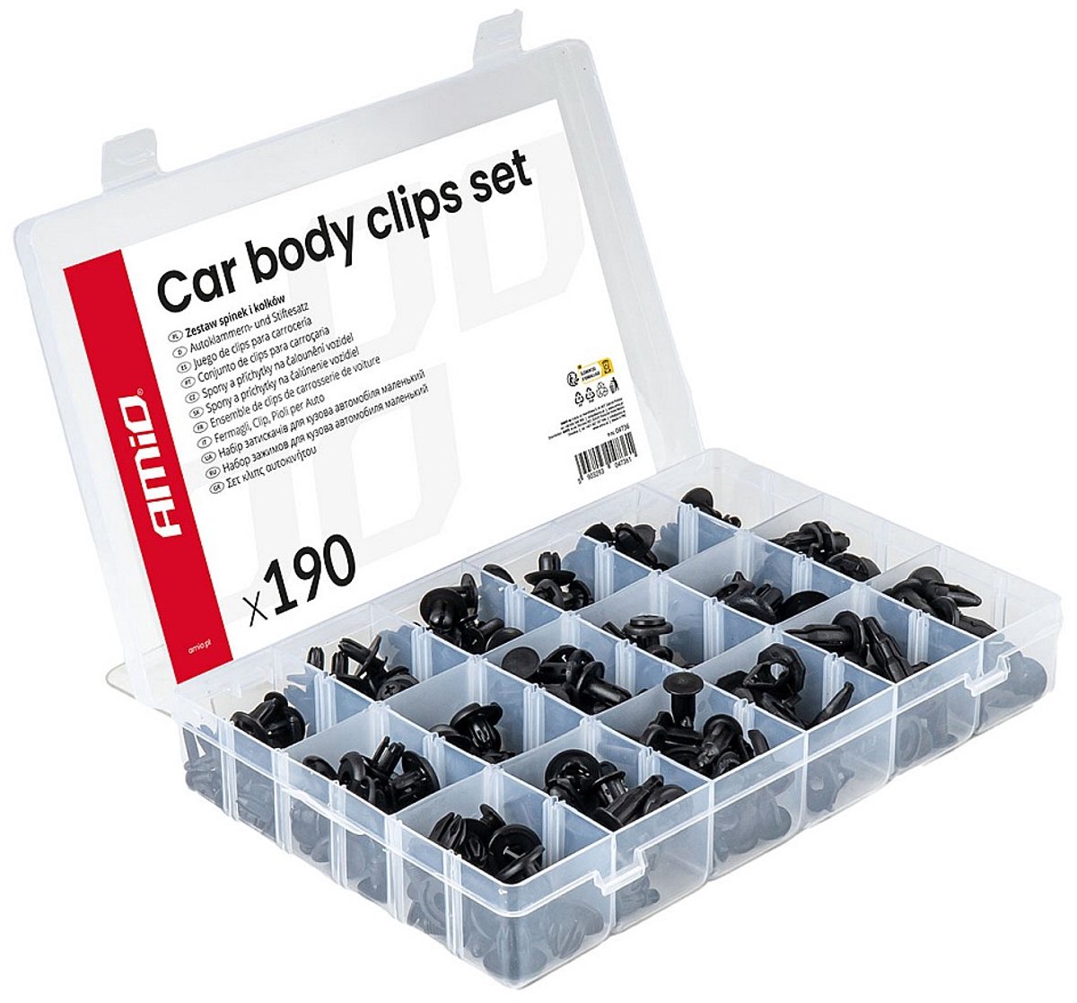 Set met 190stuks Automotive clips en bevestigingspinnen
