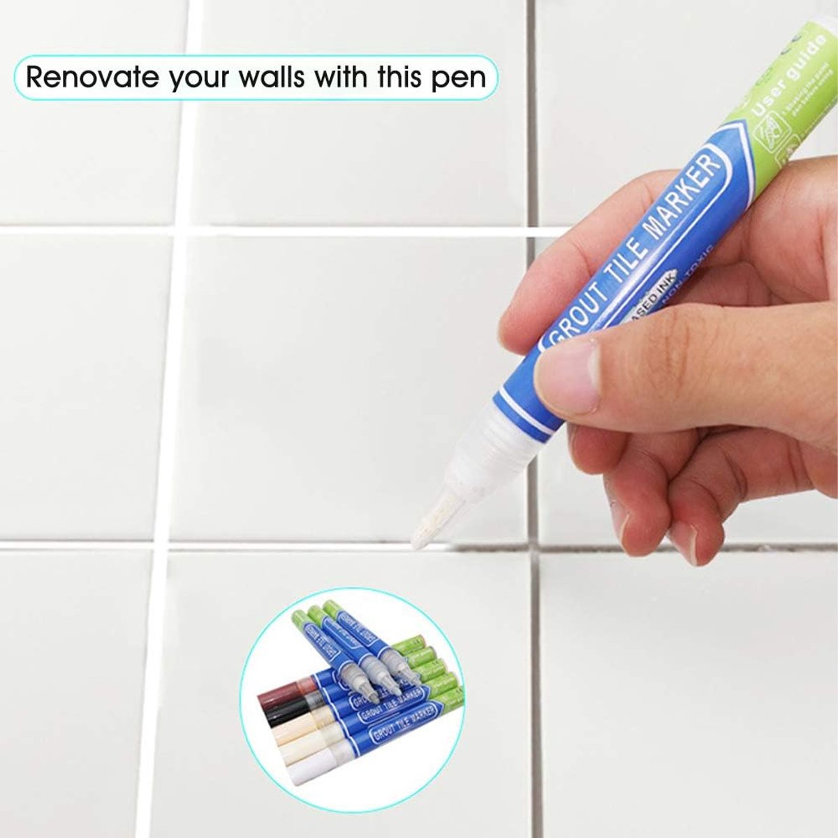 SnelShoppen - Grout Mortel, Voegen Pen, Sneldrogend, Navulpunt, Reparatie Marker voor Badkamer, Keuken, Terras, Patio, Bruin