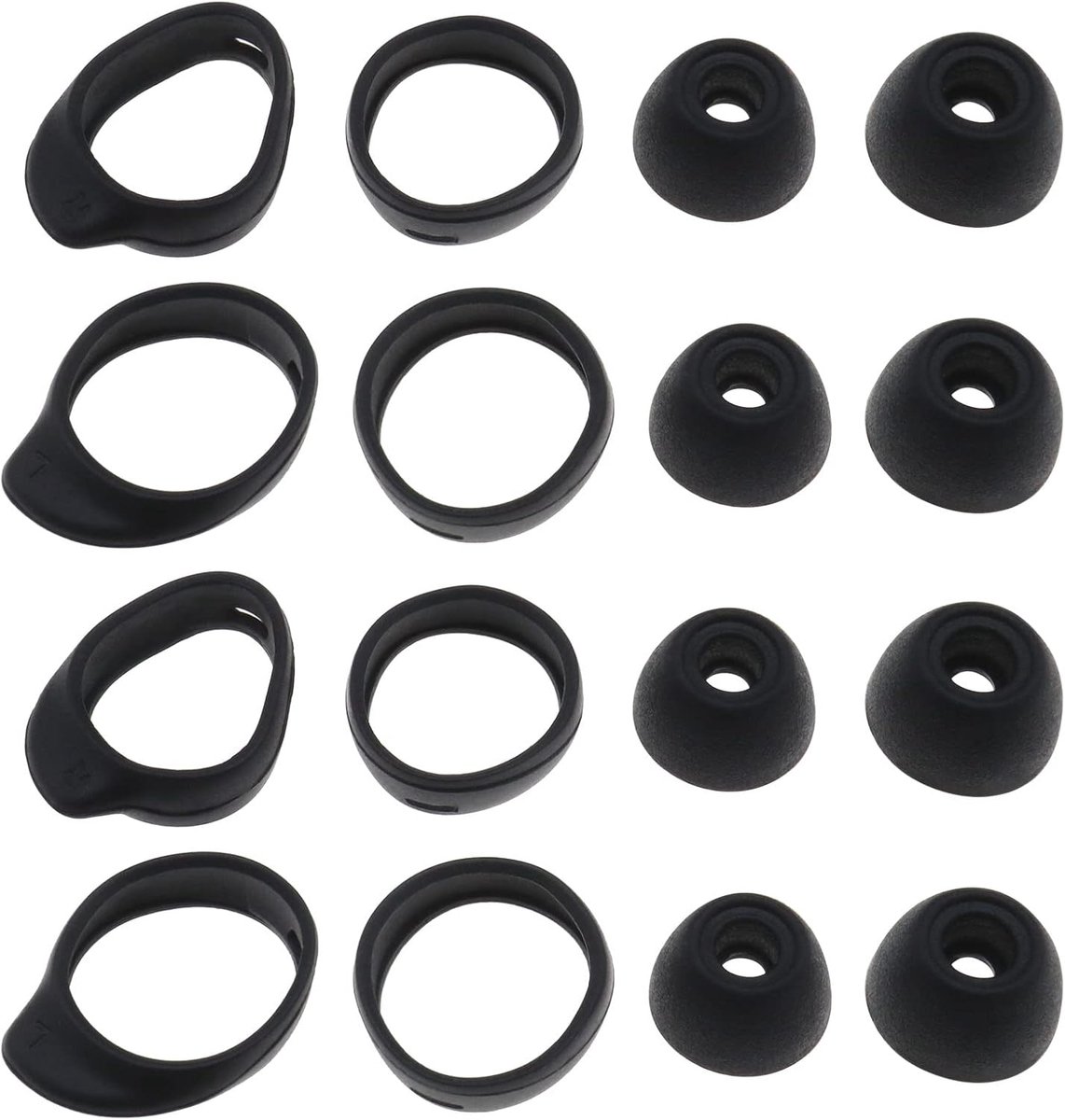 SnelShoppen - 4 Paar Siliconen Anti-slip Oordopjes en 4 Paar Oorkappen voor Samsung Galaxy Buds 2019 en Galaxy Buds+ R175/R170 Zwart