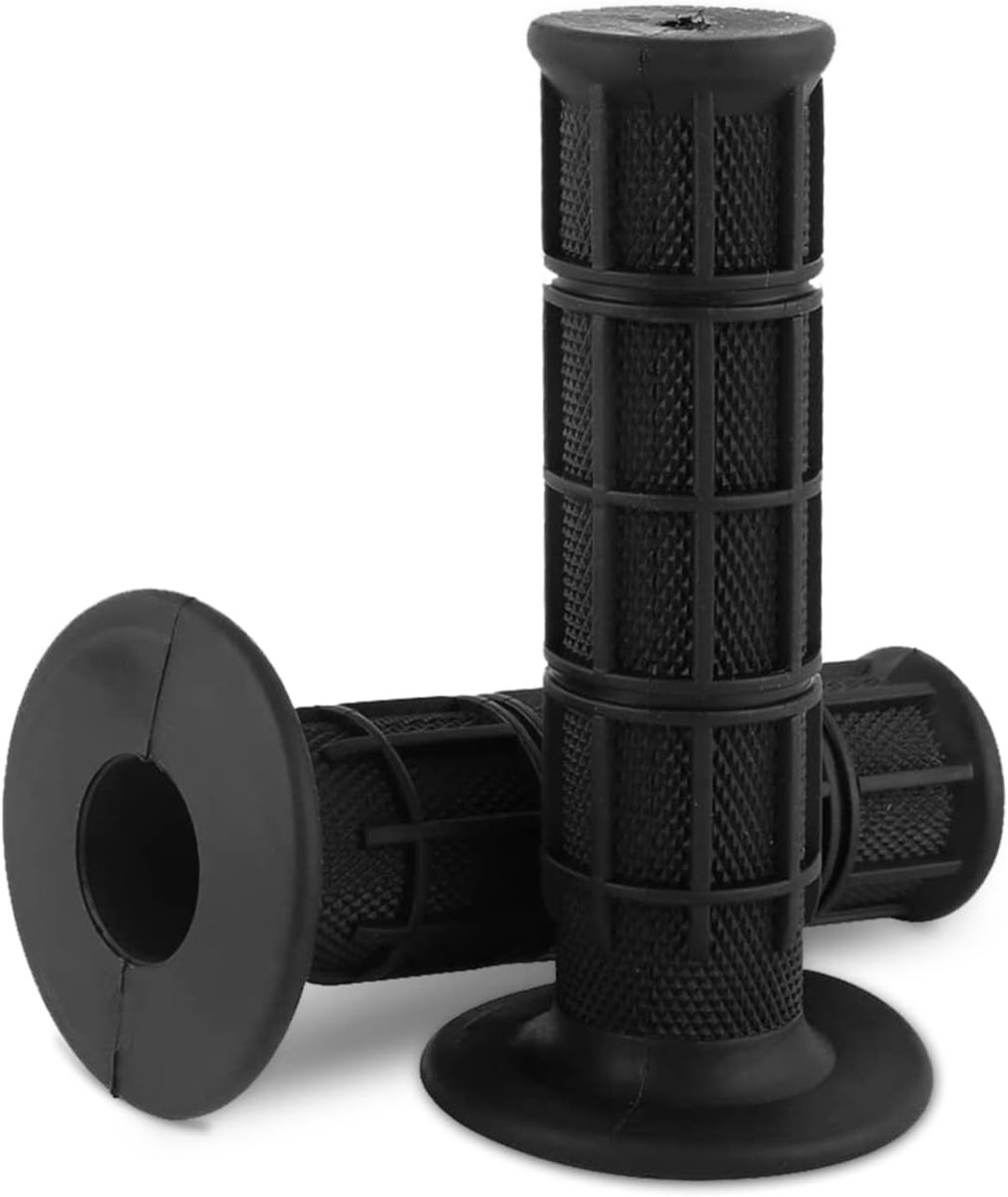SnelShoppen - 7/8" Motorfiets Handvatten Universele Rubber Grips Antislip Set van 2 (Zwart) Geschikt voor Motorrijden en Fietsen