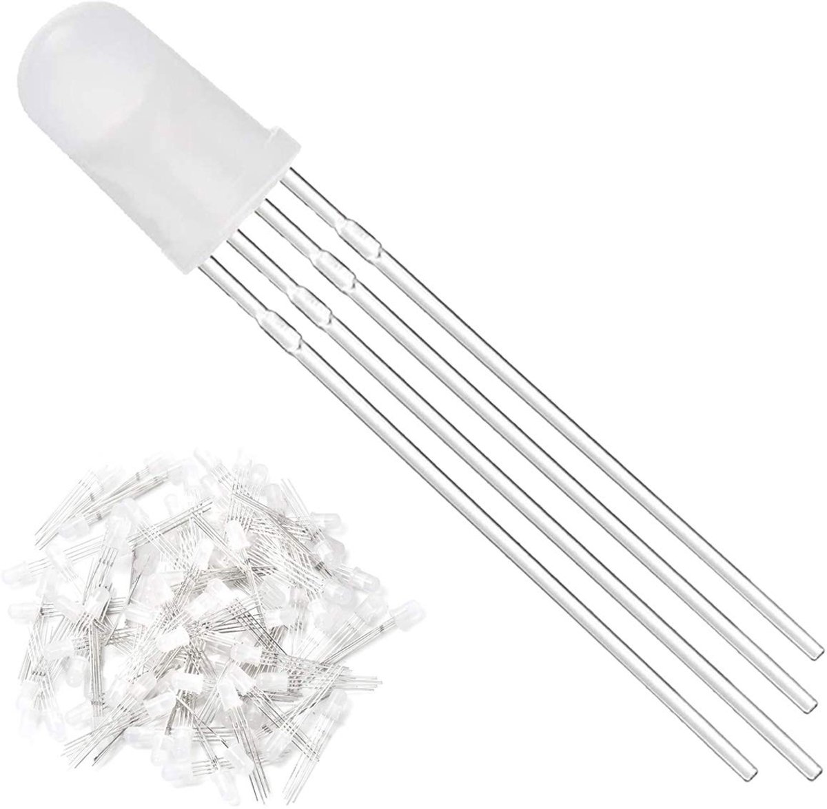 SnelShoppen - 100 Pack 5mm Tri-Color 4 PIN Gemeenschappelijke Anode RODE BLAUWE RGB LED Lamp Diode voor Hobby Projecten, Verlichting, Decoratie