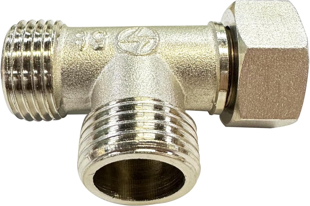 SnelShoppen - 3-Weg T Stuk Pijp Verbinder 1/2" Voor Water en Gas, Gouden T Connector, Corrosiebestendig, Eenvoudige Installatie, Voor Binnen en Zonne-