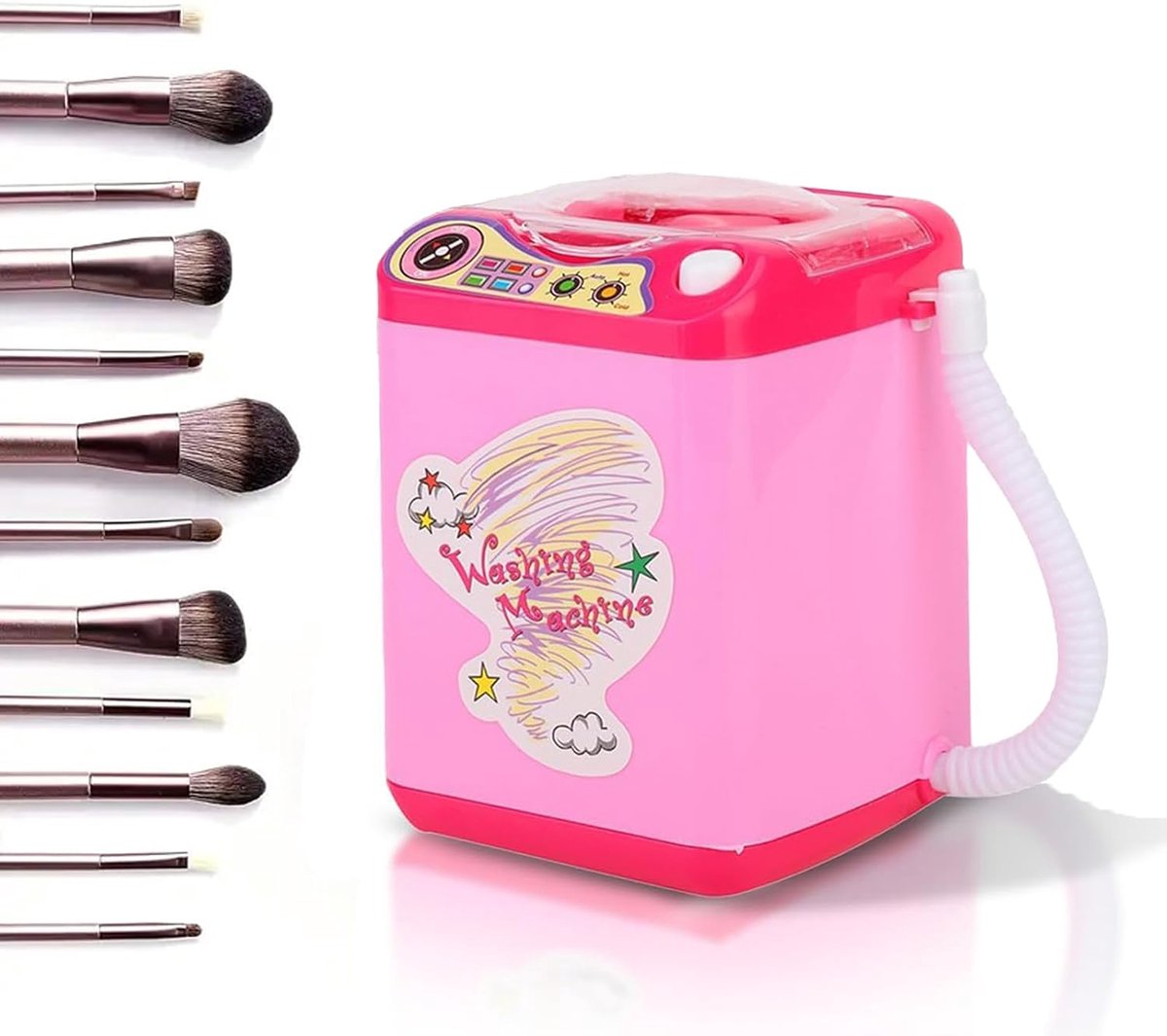 SnelShoppen - Mini Draagbare Simulatie Wasmachine voor Make-up Kwasten met Ontwateringsfunctie - Snelle Reiniging & Sneldrogende Wasmachine - Kleurrij