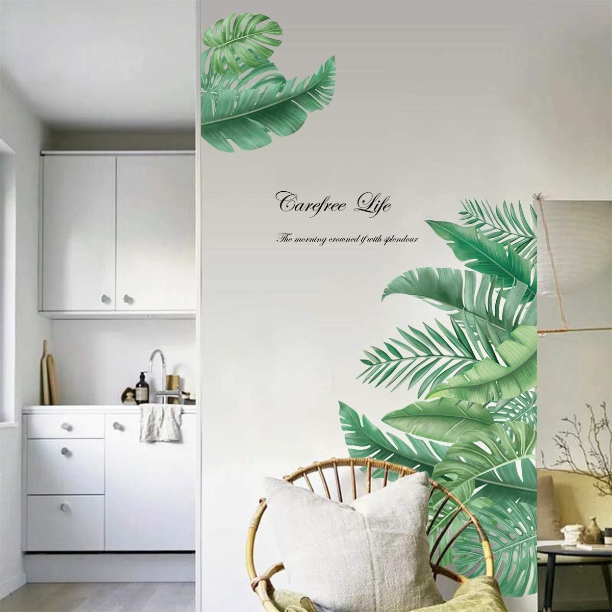 SnelShoppen - Wandstickers Gigante Groene Bladeren Wandtattoos Palmboom Blad Planten Wanddecoratie Slaapkamer Woonkamer Kantoor Thuisdecoratie