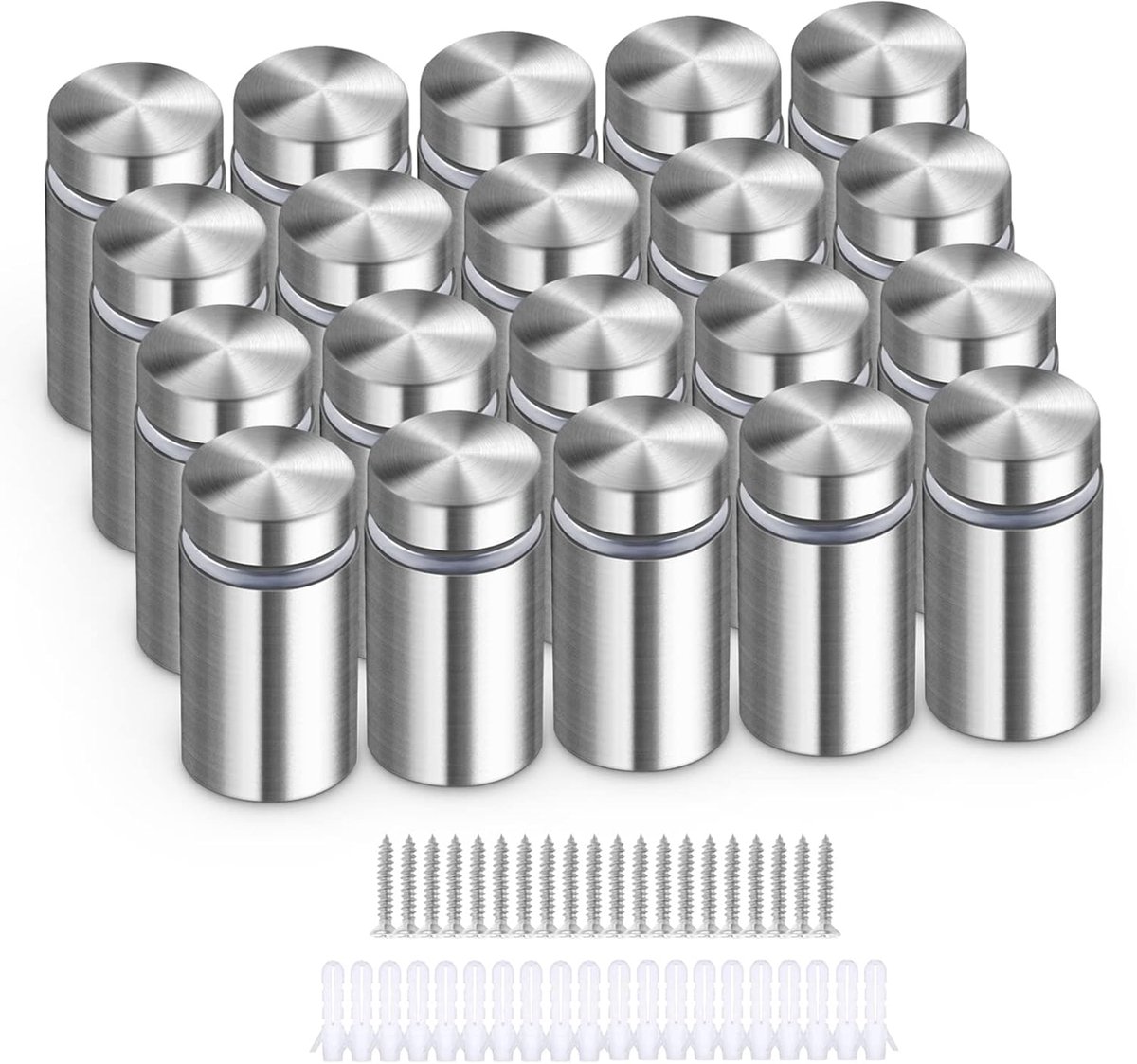 Wandafstandhouder 20 stuks - RVS 12x25mm - voor bevestigen van glas en spiegels - duurzaam en roestvrij - ShopVlot