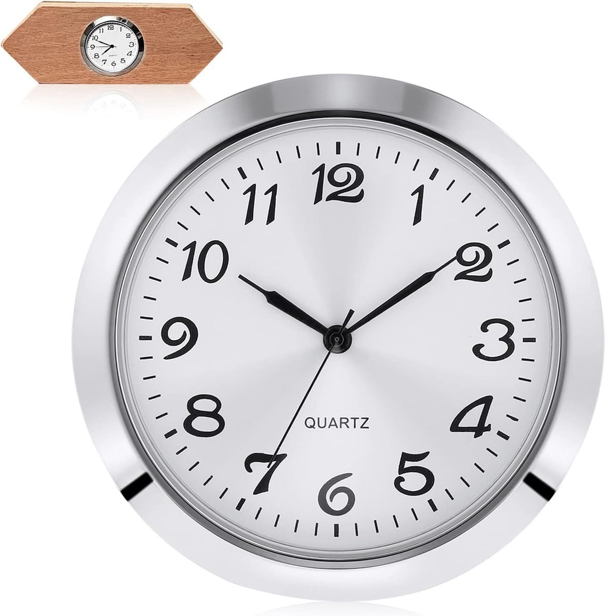 SnelShoppen - Quartz Beweging Wandklok 2-1/8" (55mm) met Zinklegering Behuizing, Witte Wijzerplaat en Romeinse Cijfers - Perfect voor Huiskamer en Keu