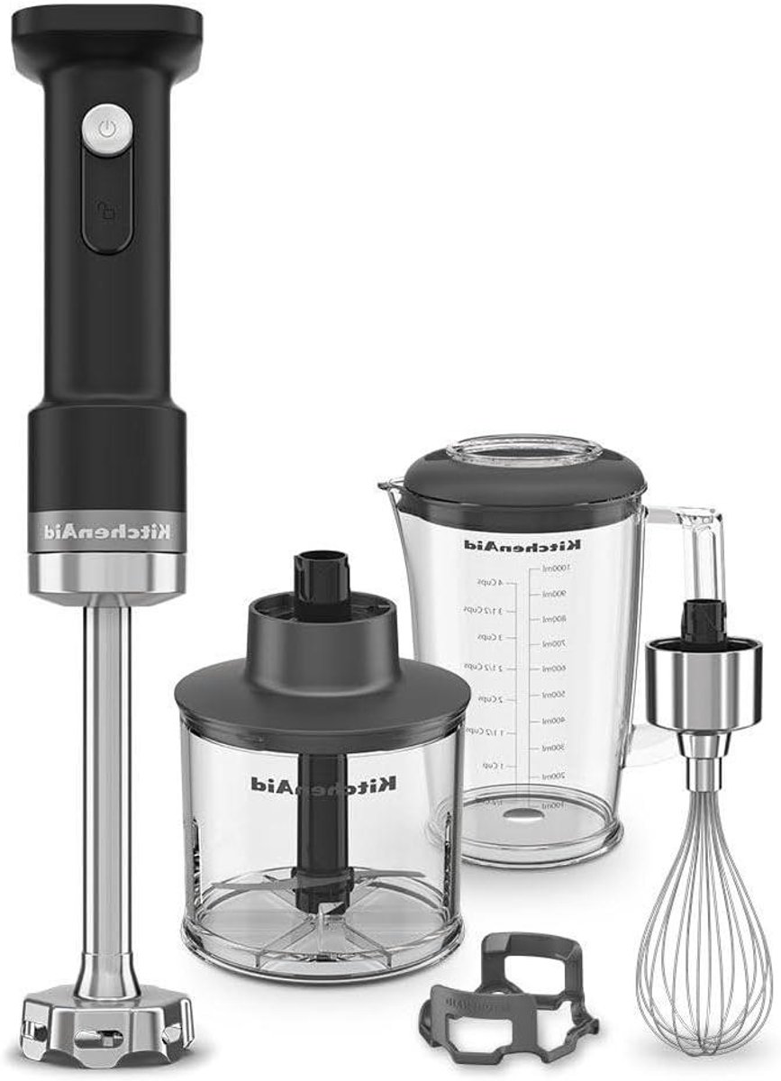 Draadloze Staafmixer - Keukenmachine Accessoires - Maaltijden Bereiden - Afneembare Mixarm - 1 Liter Pot - Mat Zwart