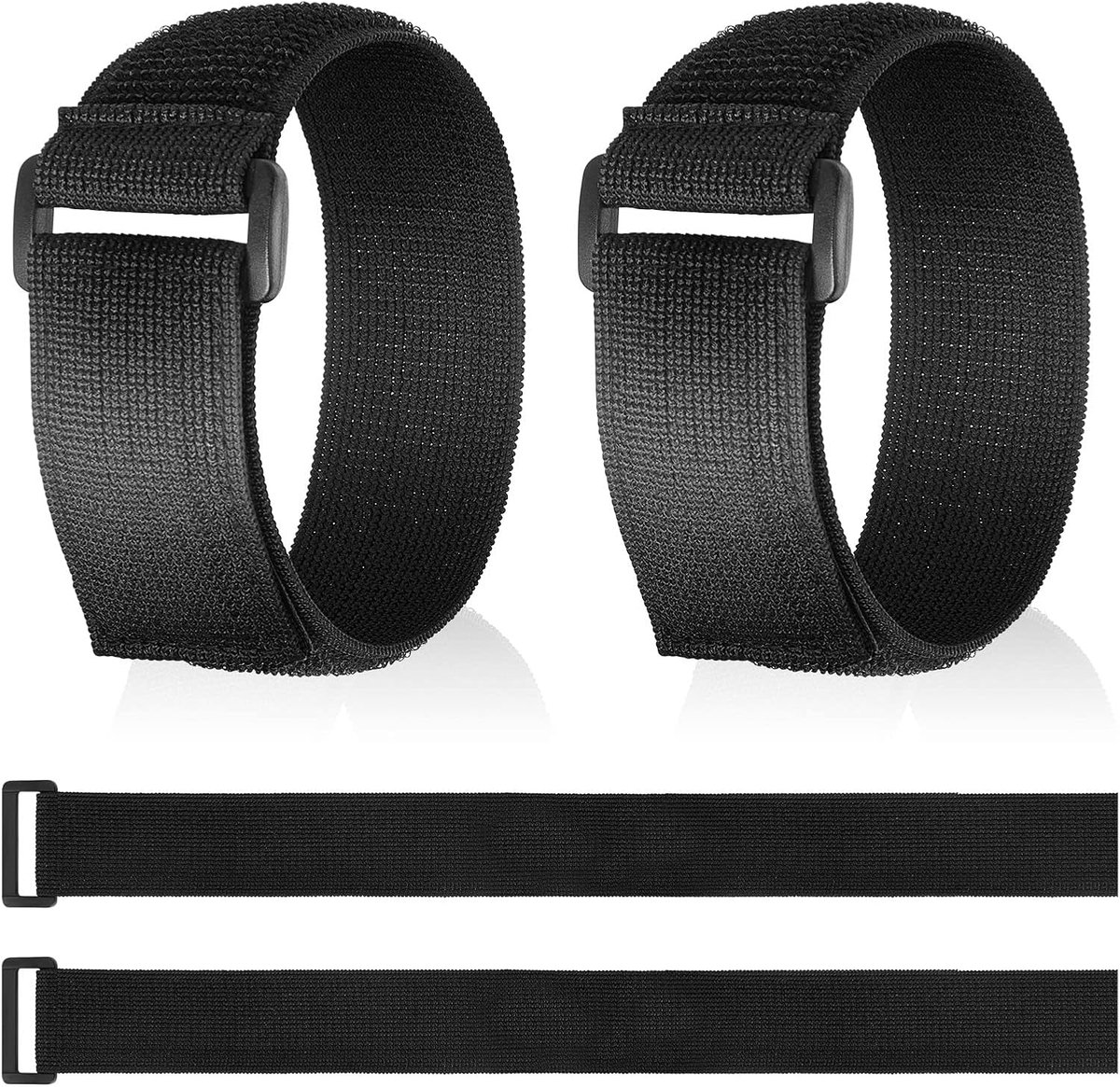 Pack of 4 Nylon Cable Ties Self Adhesive Black Adjustable Elastic Reusable for Home Cycling 39 x 4 cm - ShopVlot