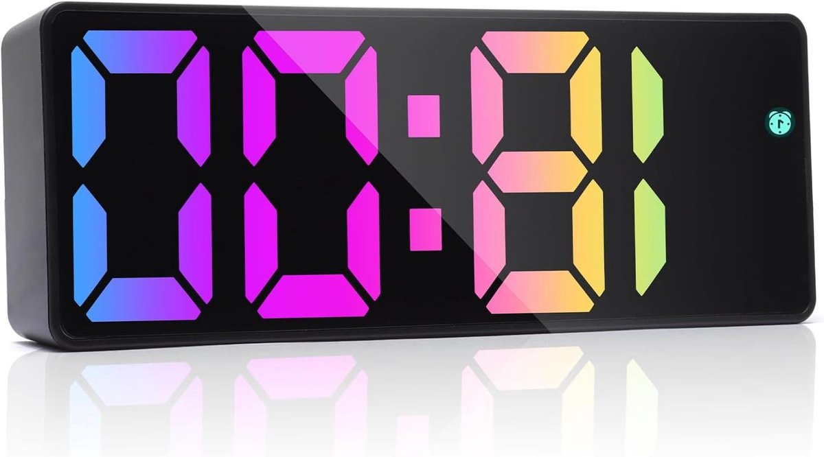Digitale Wekker - Spiegelklok LED - Wakker Worden - Intelligente Geluidscontrole - 158 cm Breed - Zwart