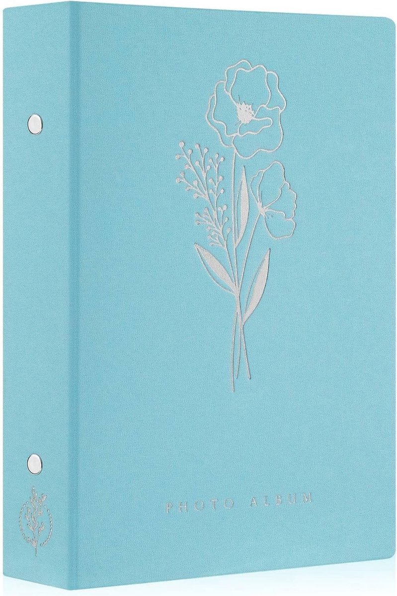 SnelShoppen - Fotoalbum 6x4 inch met Linnen Cover voor 300 Foto's, 50 Bladen, Inclusief Invoervakken, Petrol Kleur, Ideaal voor Landschapsfoto's