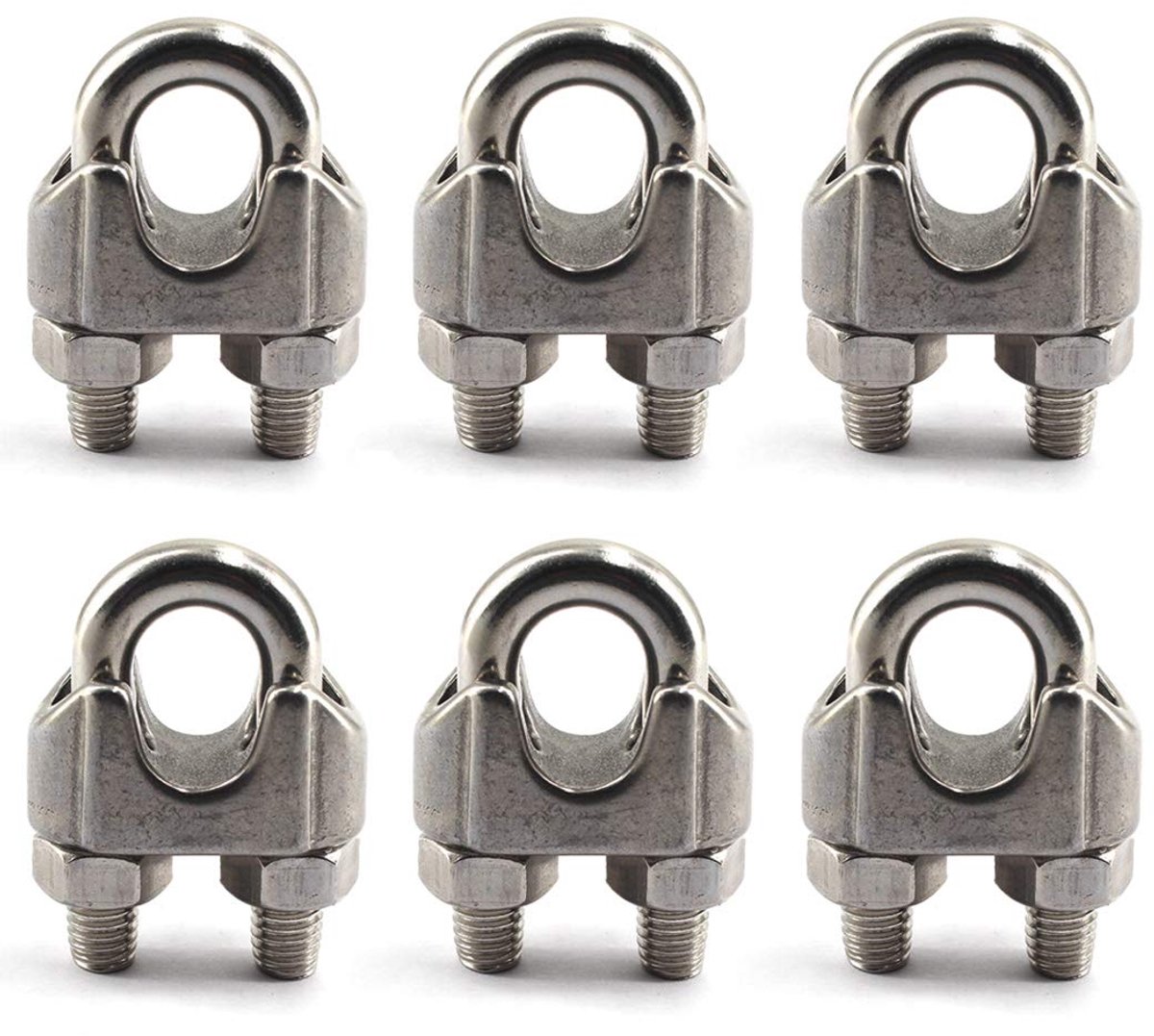 M10 Wire Rope Clip 304 Stainless Steel Cable Clamp U Bolt Fastener (Pack of 6) - ShopVlot