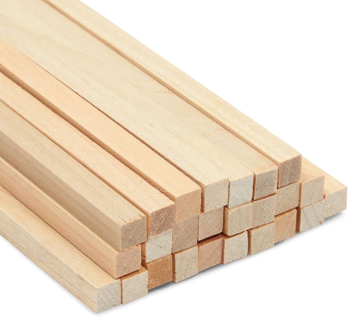 SnelShoppen - 25 Stuks Vierkante Houten Dowel Stokken 0.25" x 12" voor DIY Knutselprojecten, Natuurlijk Hout, Onbehandeld, Ideaal voor Feesten, Fotoho