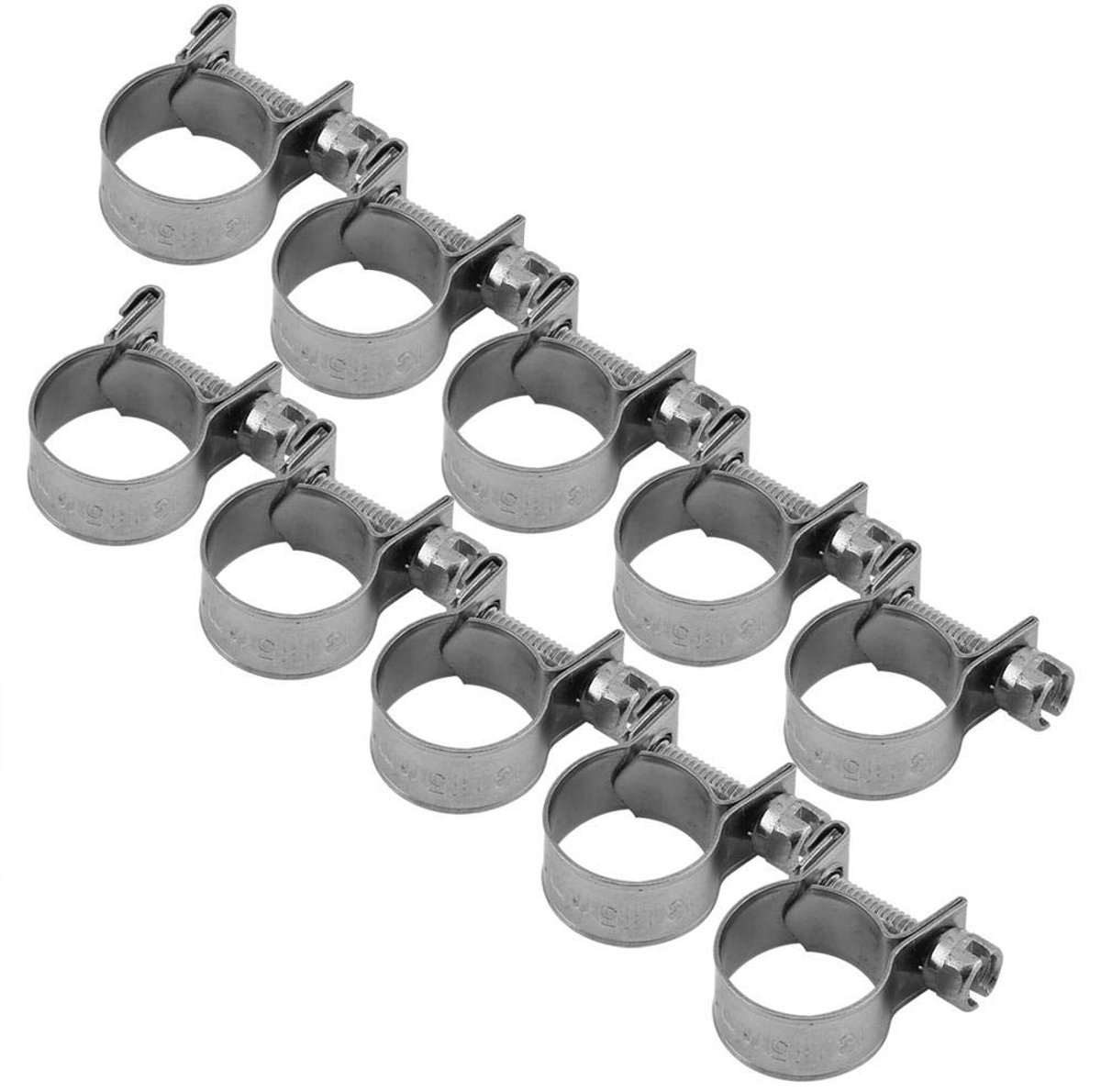 SnelShoppen - 10 Stuks Rvs Mini Brandstofslang Klemmen 6mm-20mm Verstelbare Maten (8-10mm) - Roestvrij Staal - Duurzaam en Lichtgewicht
