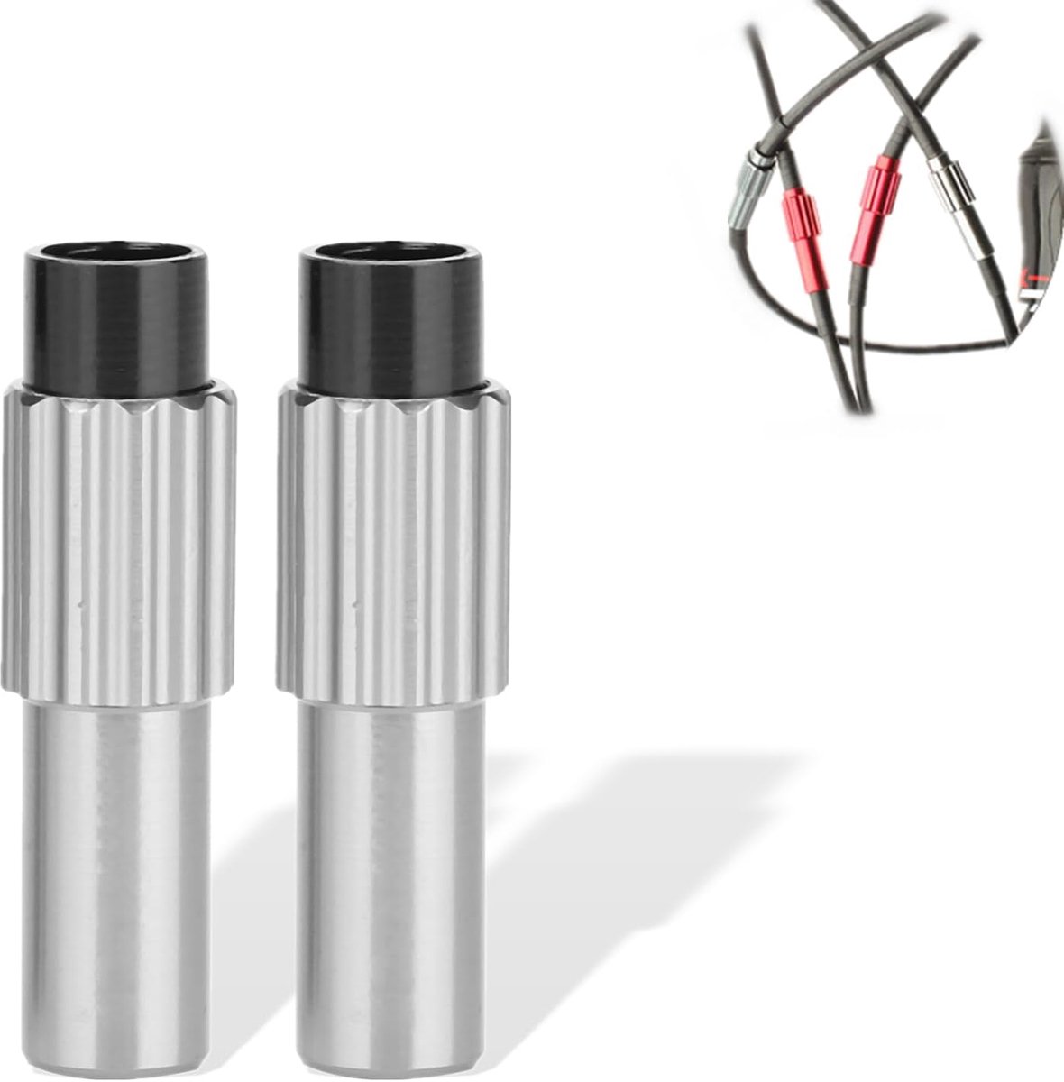 SnelShoppen - Dioche Fietsremkabel Versnellingsconnectorlijn Regulator Connector Set (1 Paar) - Roestvrij staal, Aluminium, 3.5cm, 15g, Zwart, Rood, T