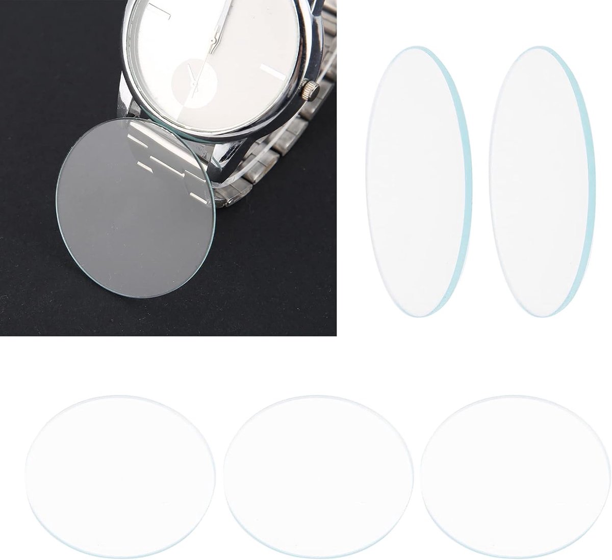 SnelShoppen - Watch Glass Set 5PCS Rond 37/38/39MM Vlak Kristallen Horloge Lens Glas Reserve Onderdelen voor Horlogemaker (39mm)
